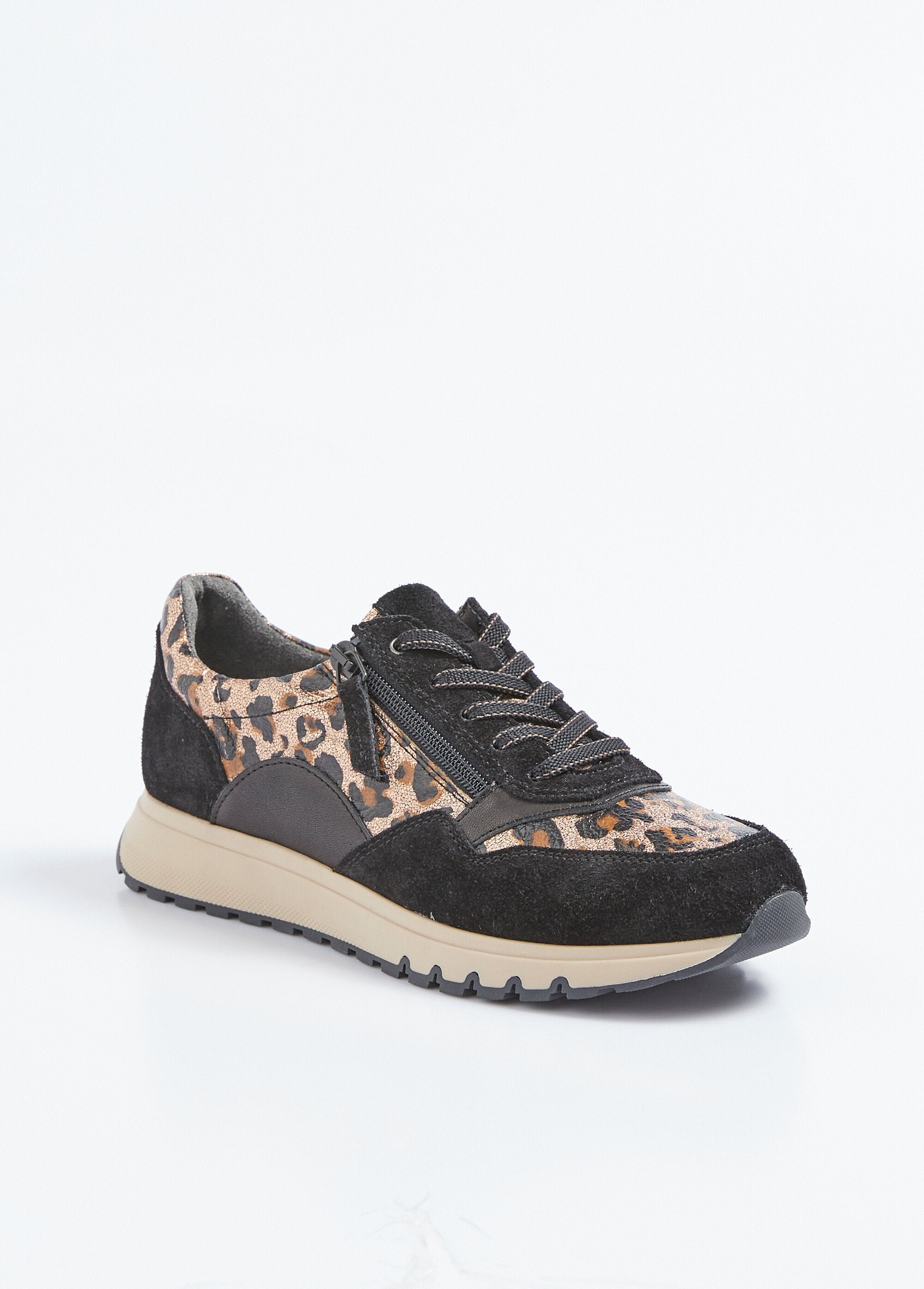 Sportschoenen_met_comfortabele_breedte_en_rits_in_leer_en_dierenhuidprint_Noir_et_leopard_FA1_slim