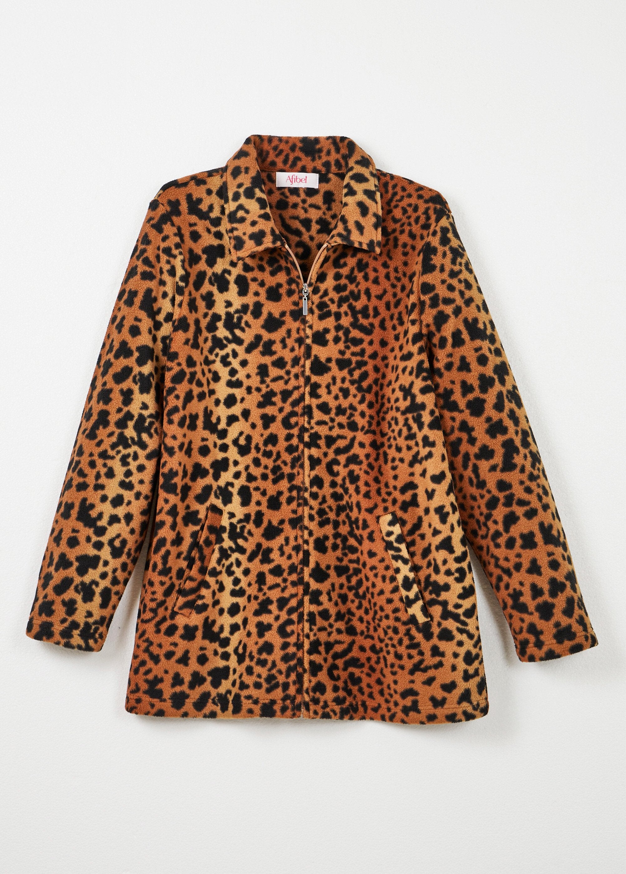 Blouson_zippé_maille_polaire_imprimée_Marron_et_noir_AP1_slim