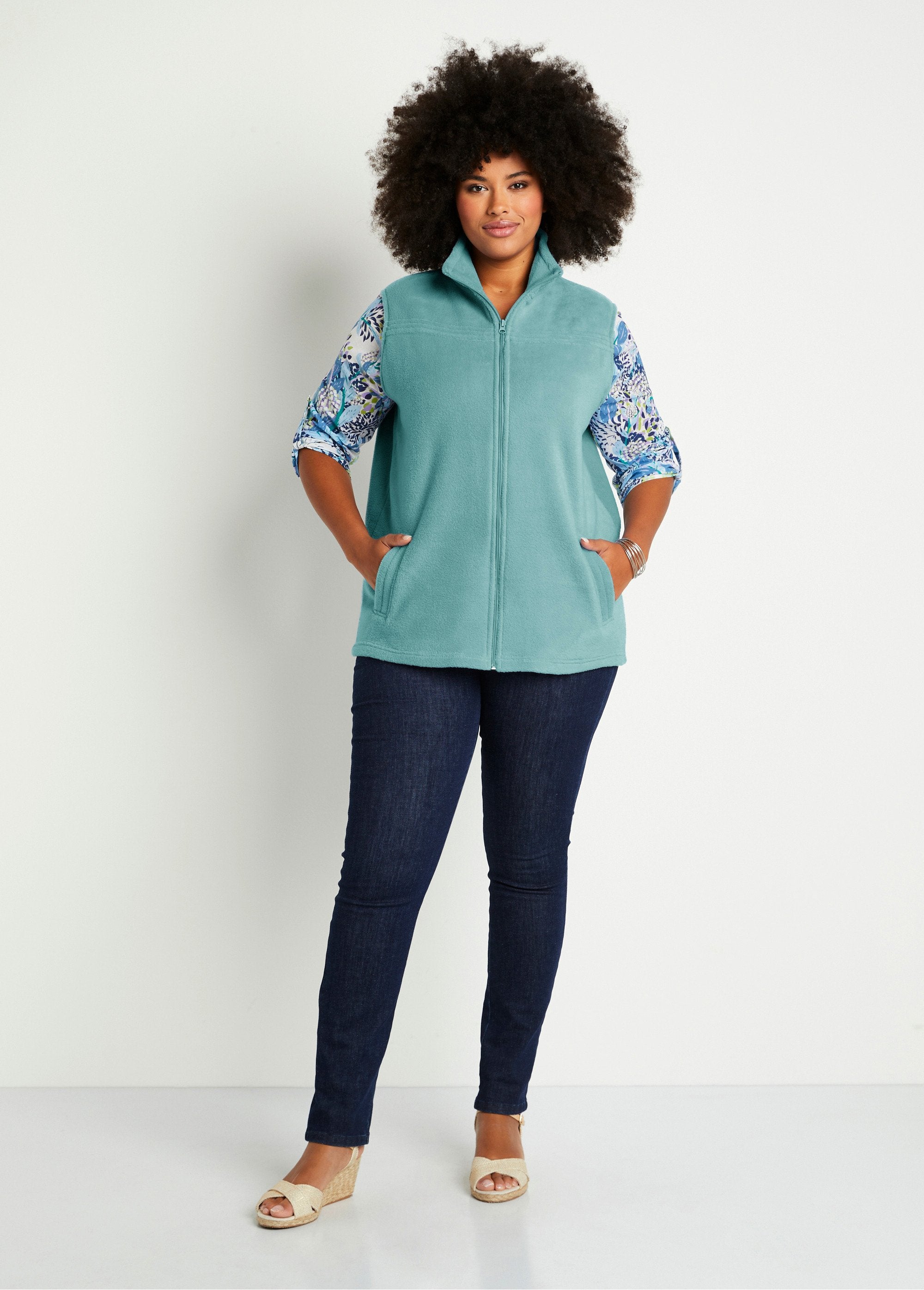 Blouson_zippé_sans_manches_polaire_Vert_menthe_SF1_curvy