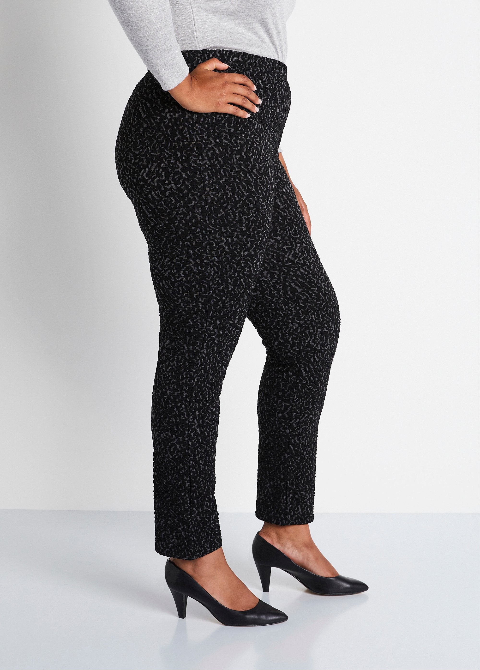 Legging_taille_élastiquée_extensible_uni_ou_bicolore_Gris_et_noir_DR1_curvy