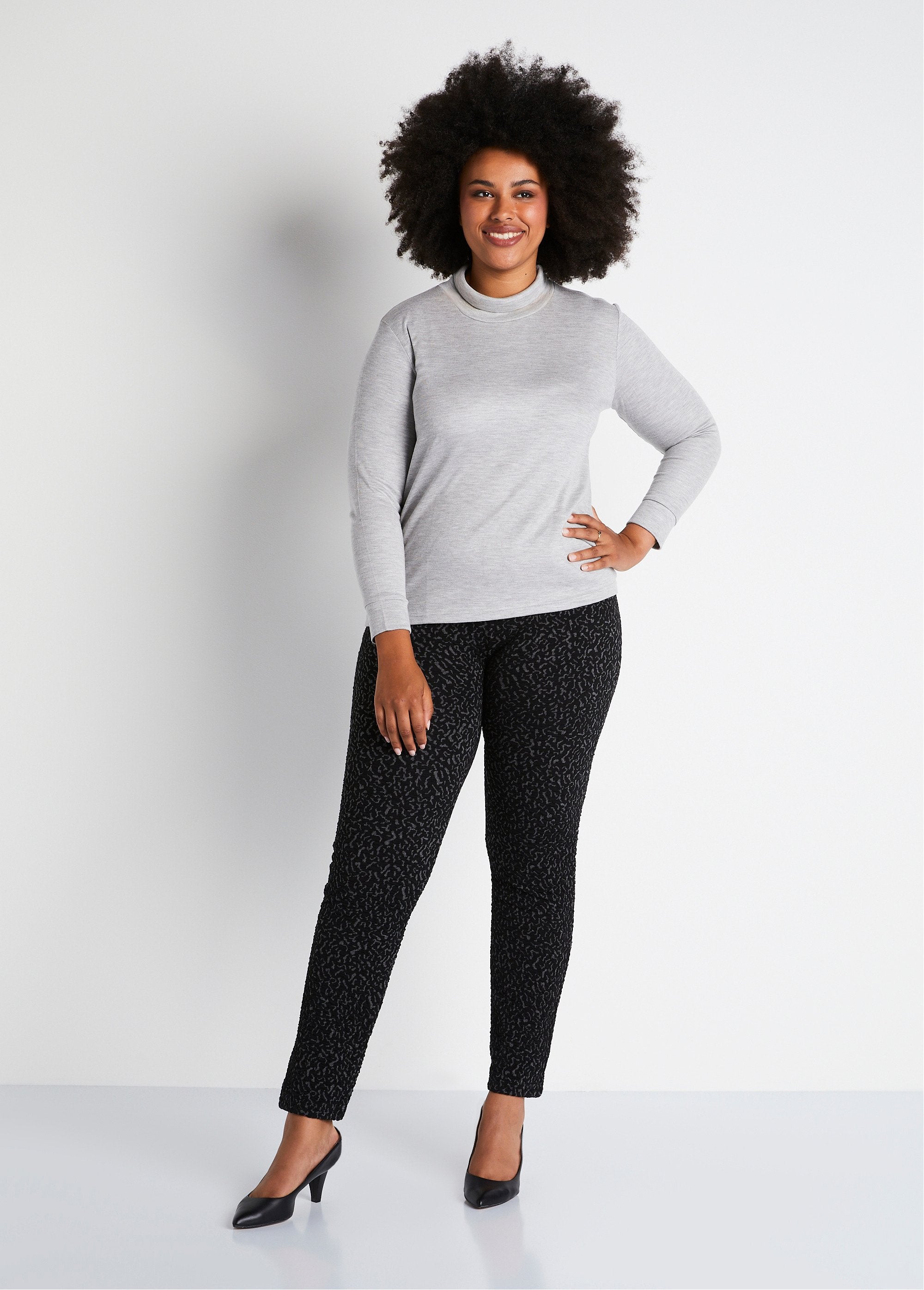 Legging_taille_élastiquée_extensible_uni_ou_bicolore_Gris_et_noir_SF1_curvy