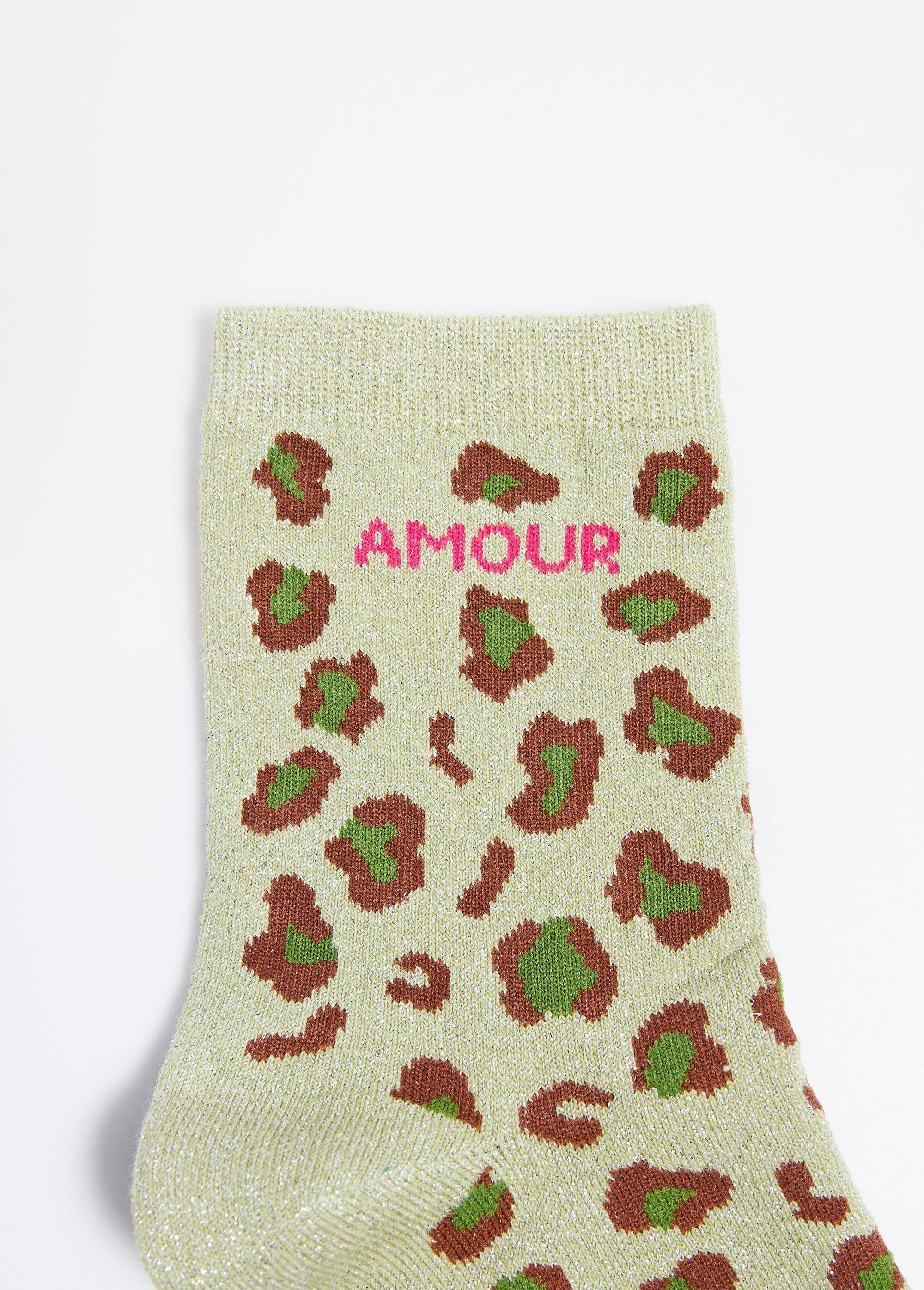 Chaussettes_AMOUR,_motif_léopard_métallisé_Vert_DE2_slim