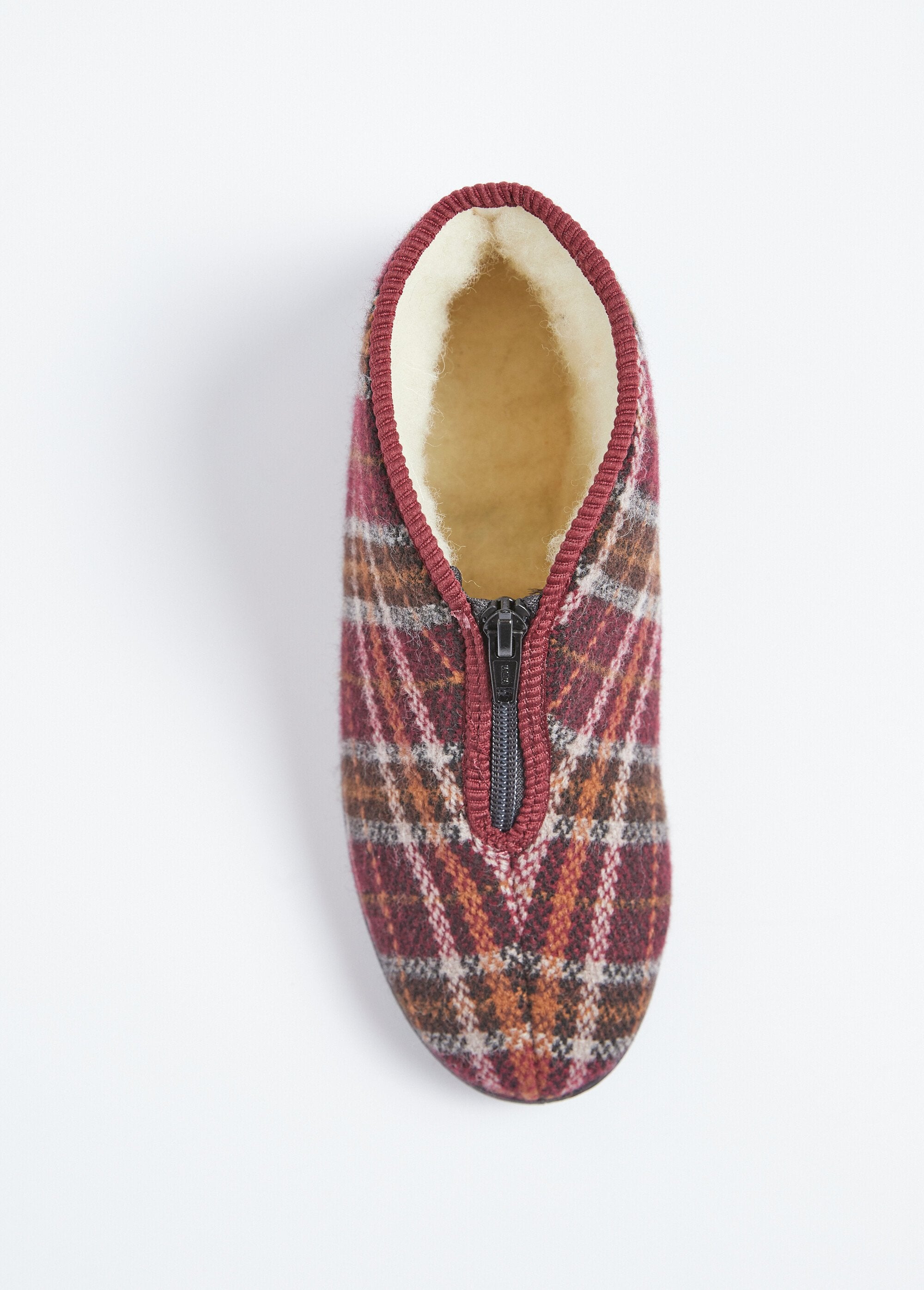 Chaussons_montants_zippés_fourrés_largeur_confort_écossais_Bordeaux_OV1_slim