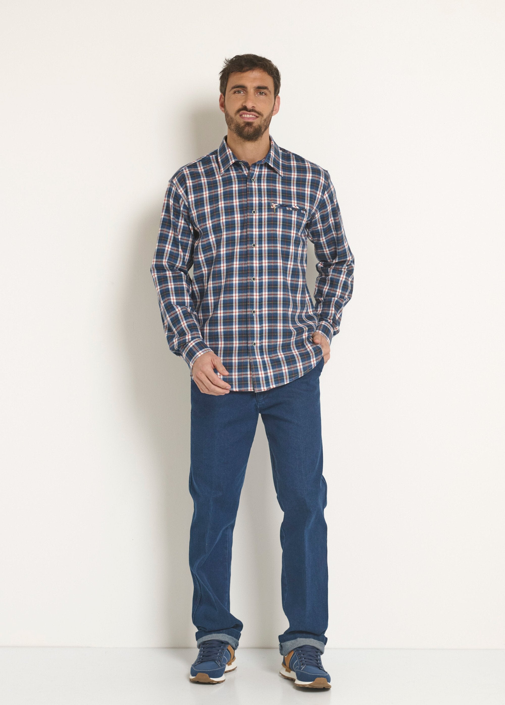 Chemise_flanelle_chaude_petits_carreaux_Carreaux_marine_SF1_slim