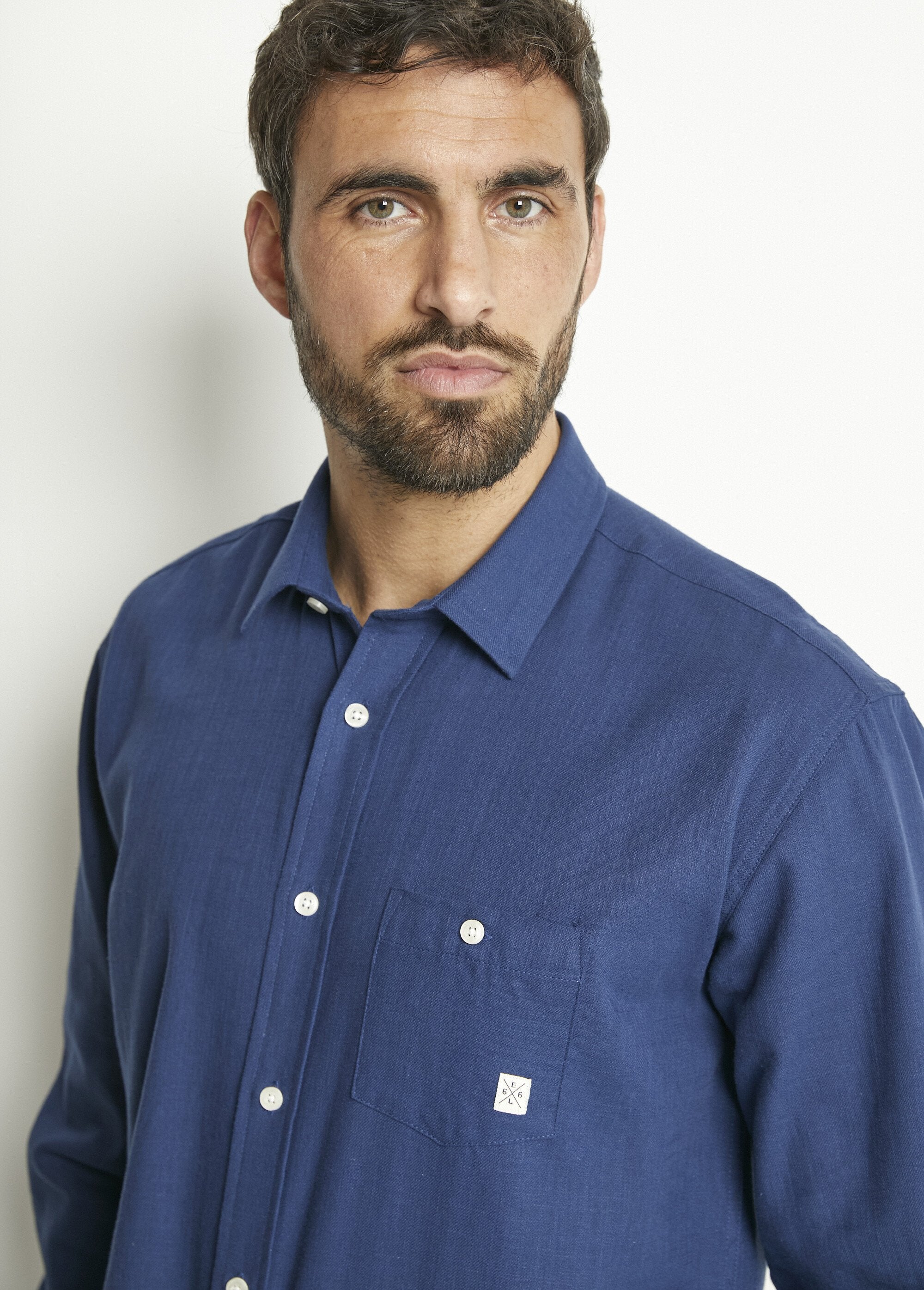 Chemise_manches_longues_uni_ou_carreaux_coton_Bleu_DE1_slim