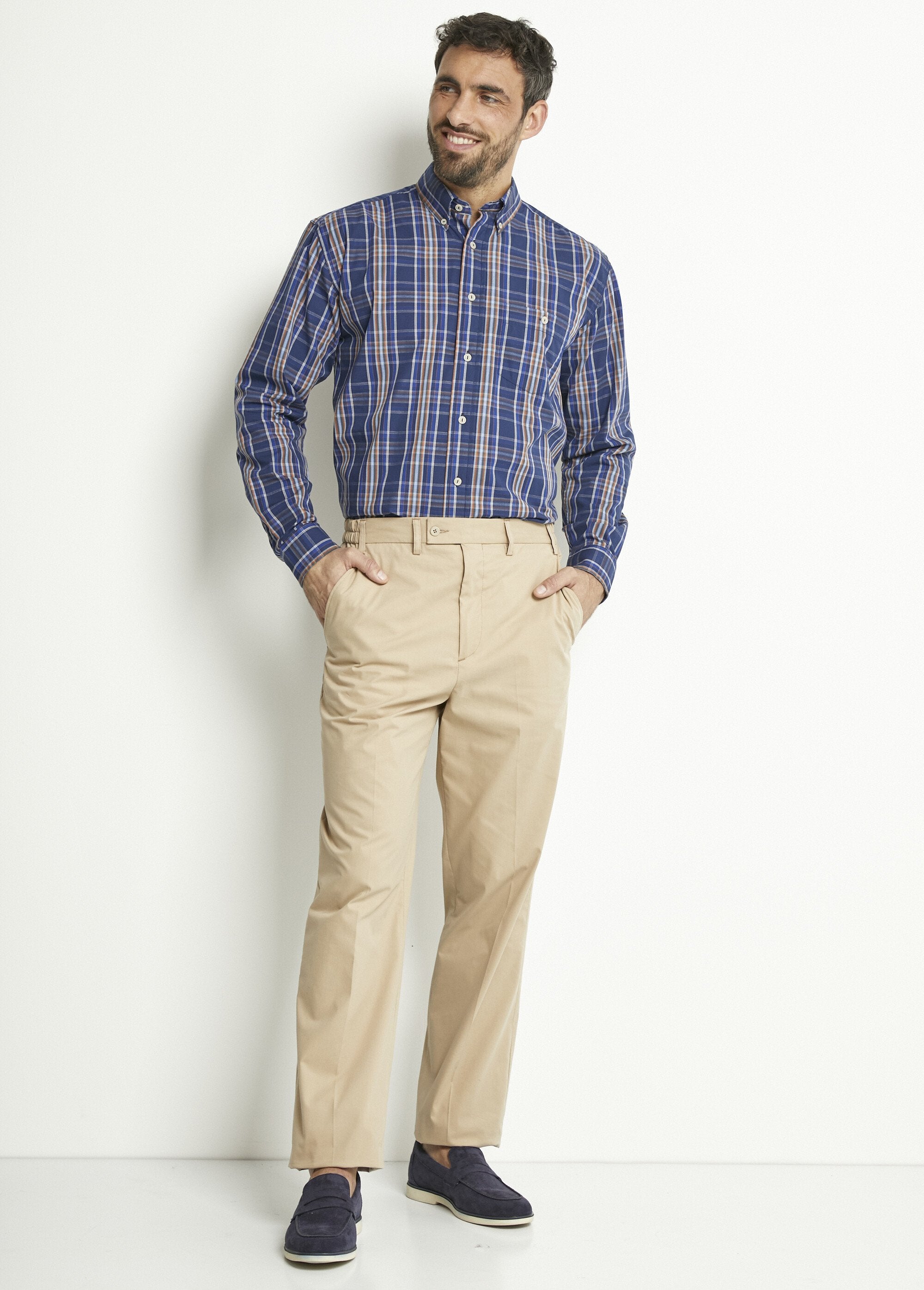 Chemise_manches_longues_uni_ou_carreaux_coton_Carreaux_bleu_SF1_slim