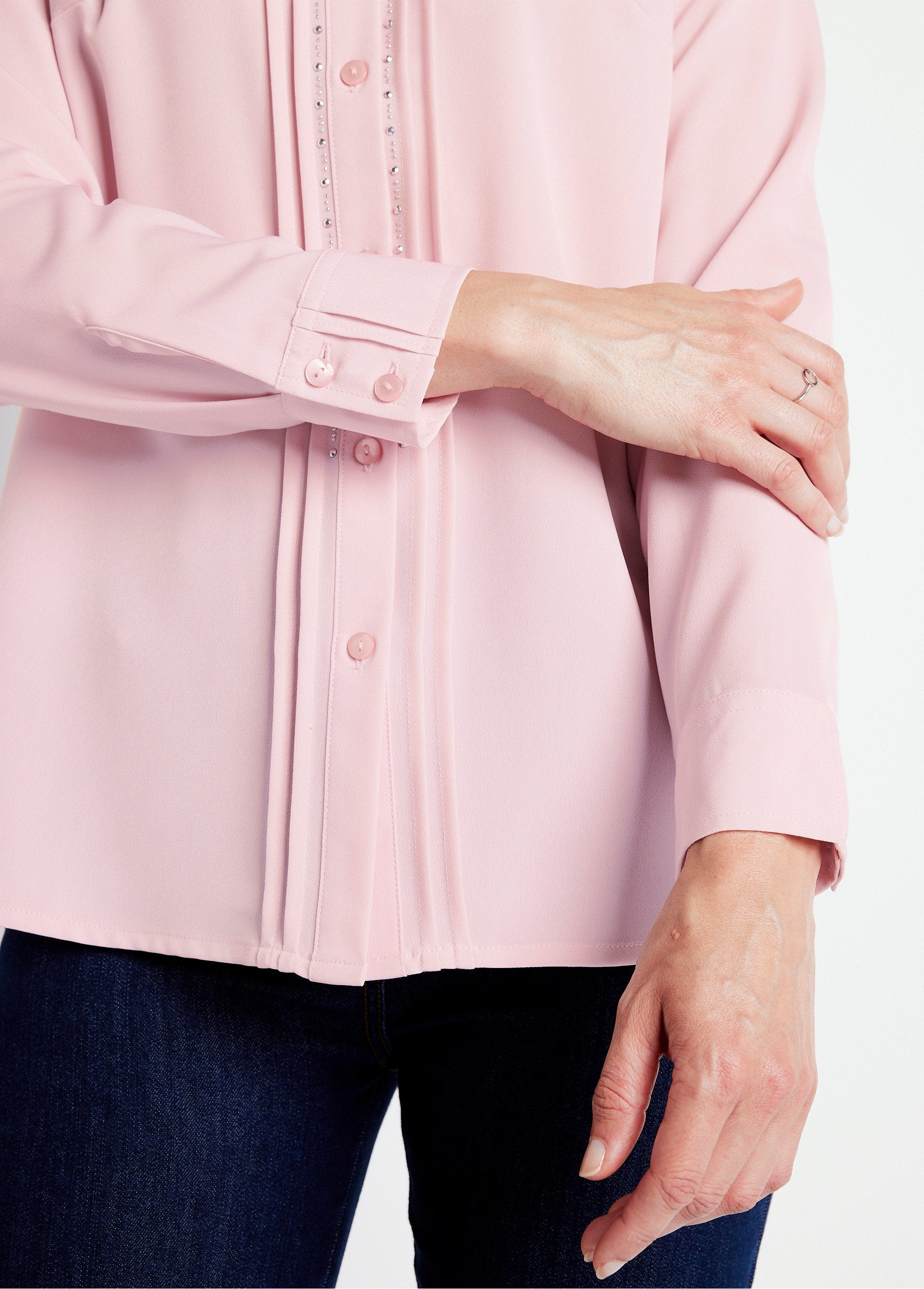 Chemisier_uni_boutonné_long_strass_col_chemise_Rose_DE2_slim