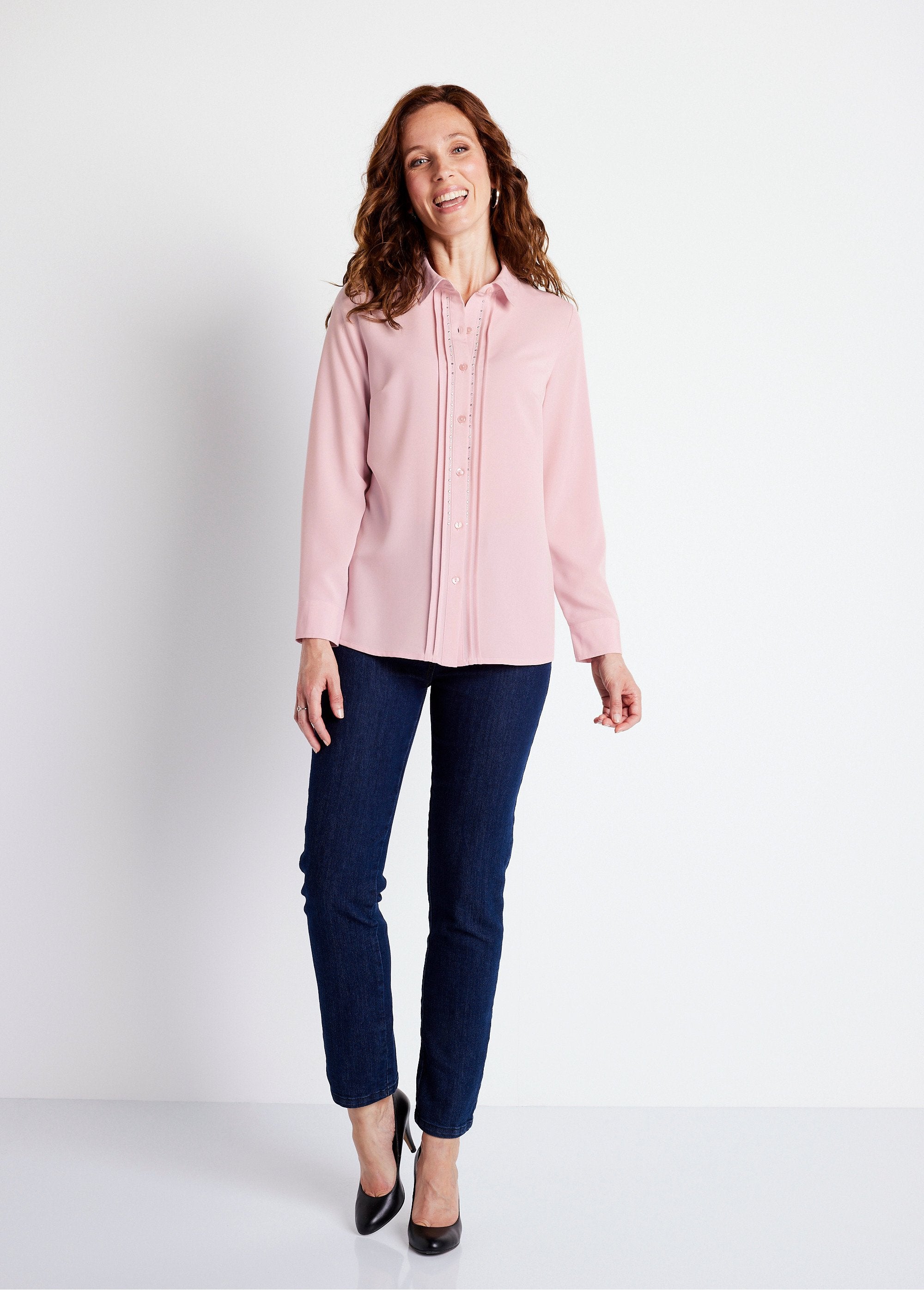 Chemisier_uni_boutonné_long_strass_col_chemise_Rose_SF1_slim