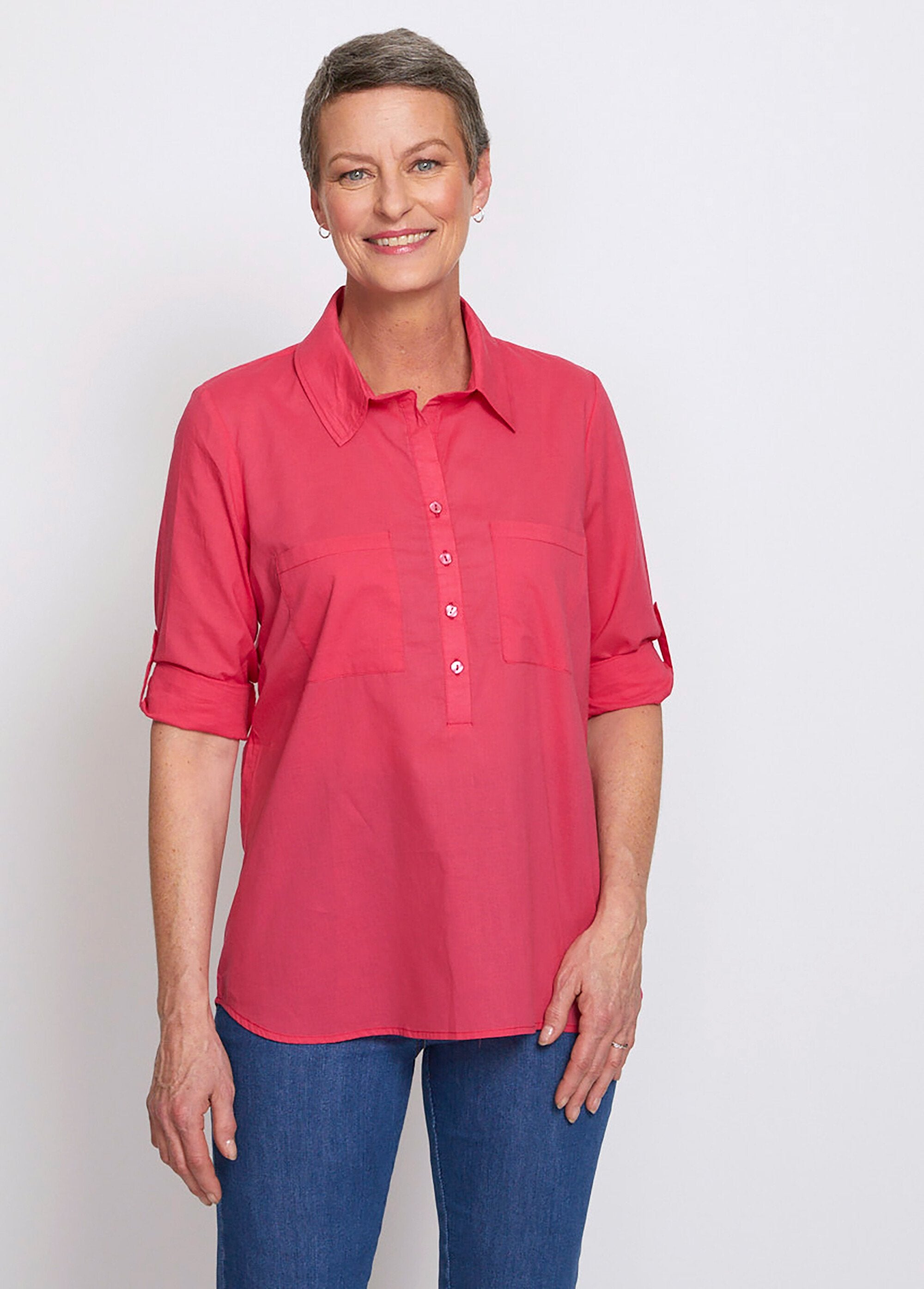 Chemisier_boutonné_long_coton_imprimé_Rose_FA1_slim