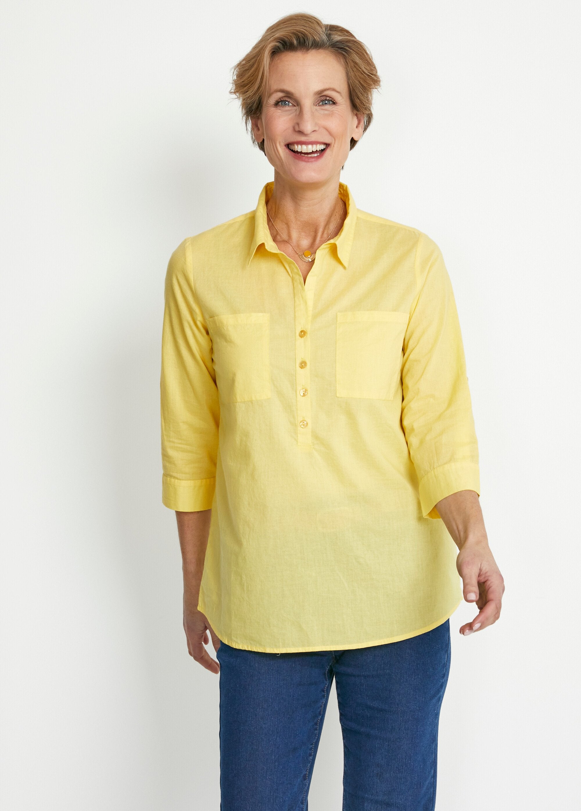 Chemisier_boutonné_long_coton_imprimé_Jaune_FA1_slim
