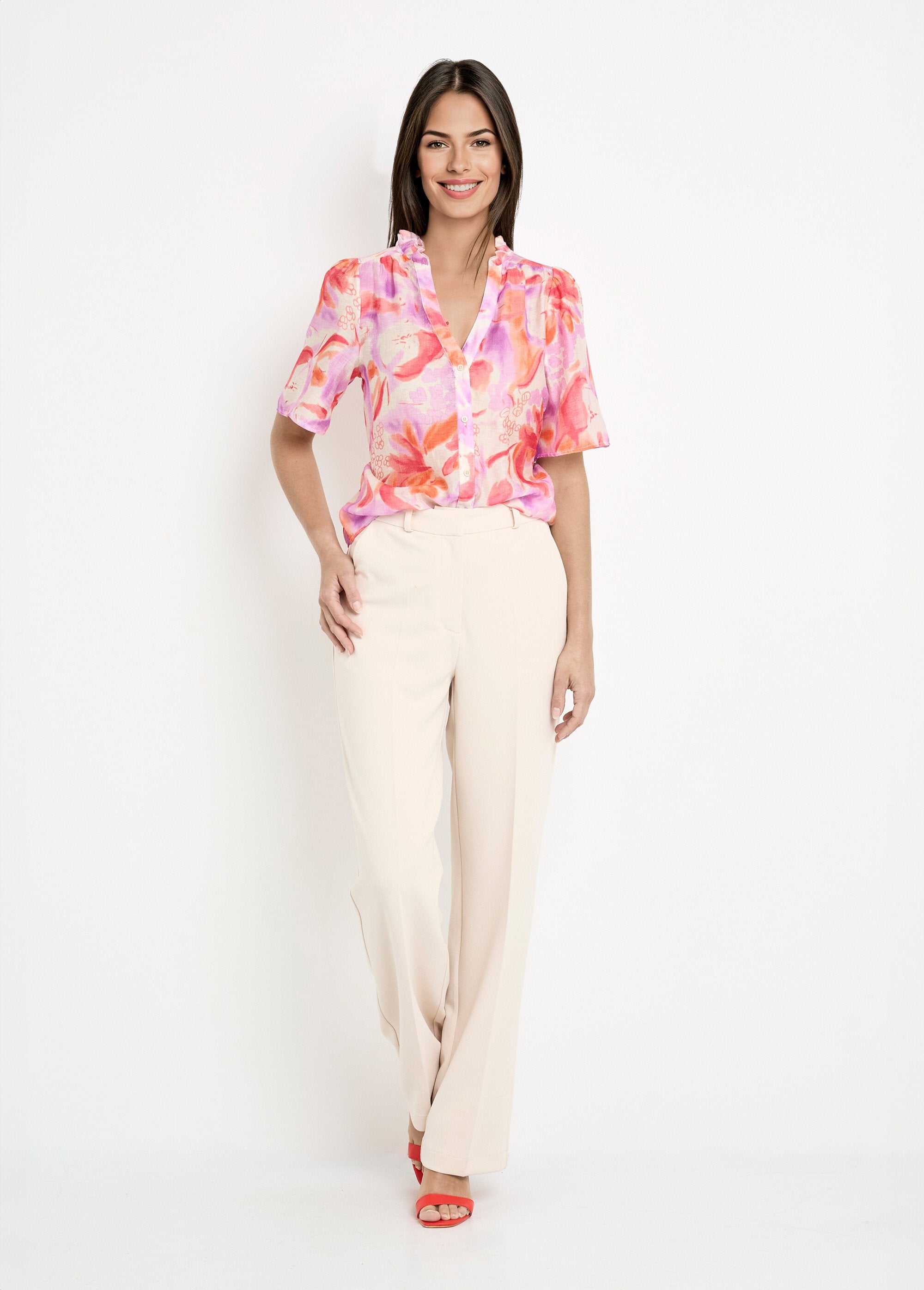 Kunstig_bedrukte_linnen_voile_blouse_Orange_et_parme_SF1_slim