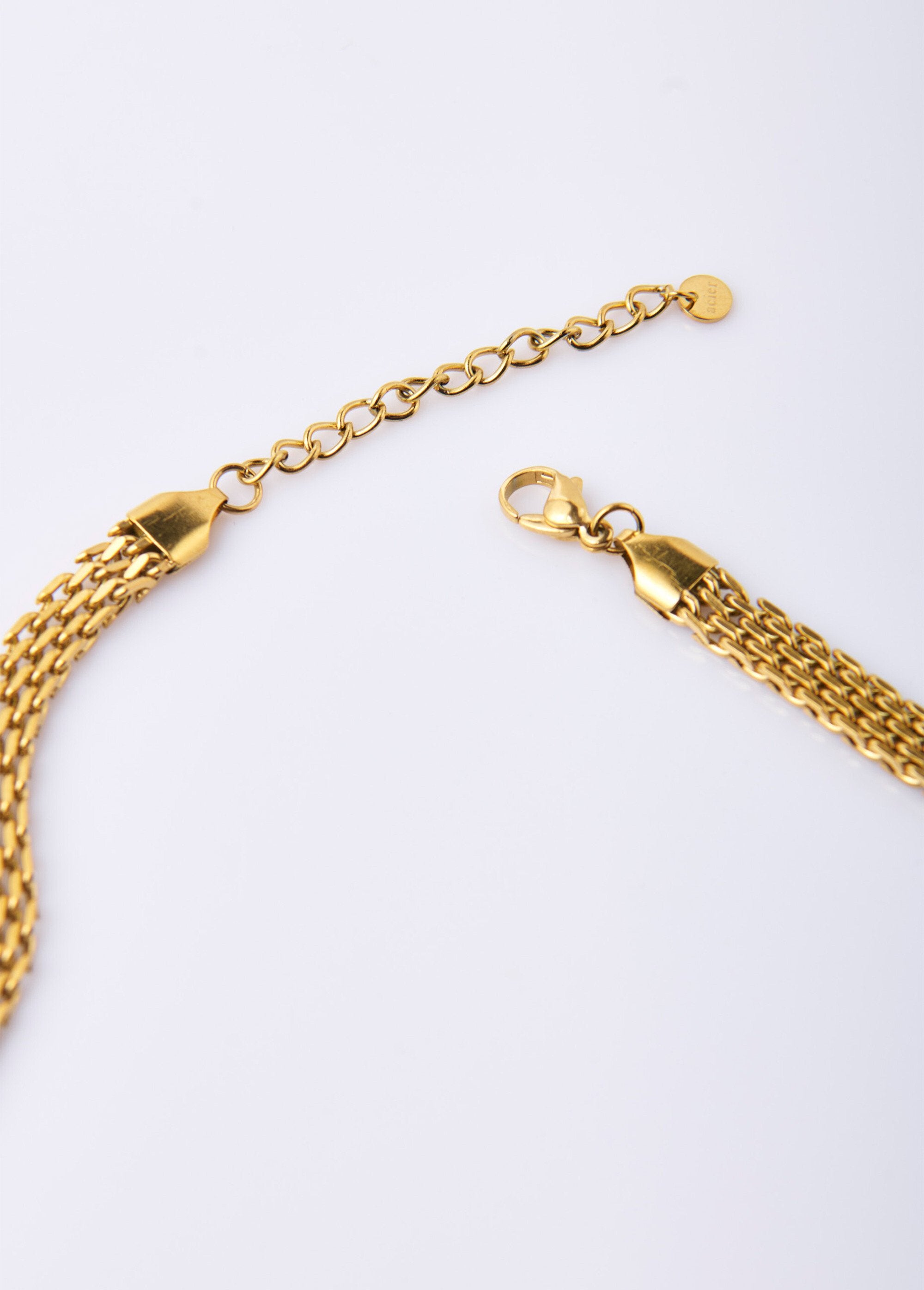 Collier_maille_plate_acier_inoxydable_Dore_DE2_slim