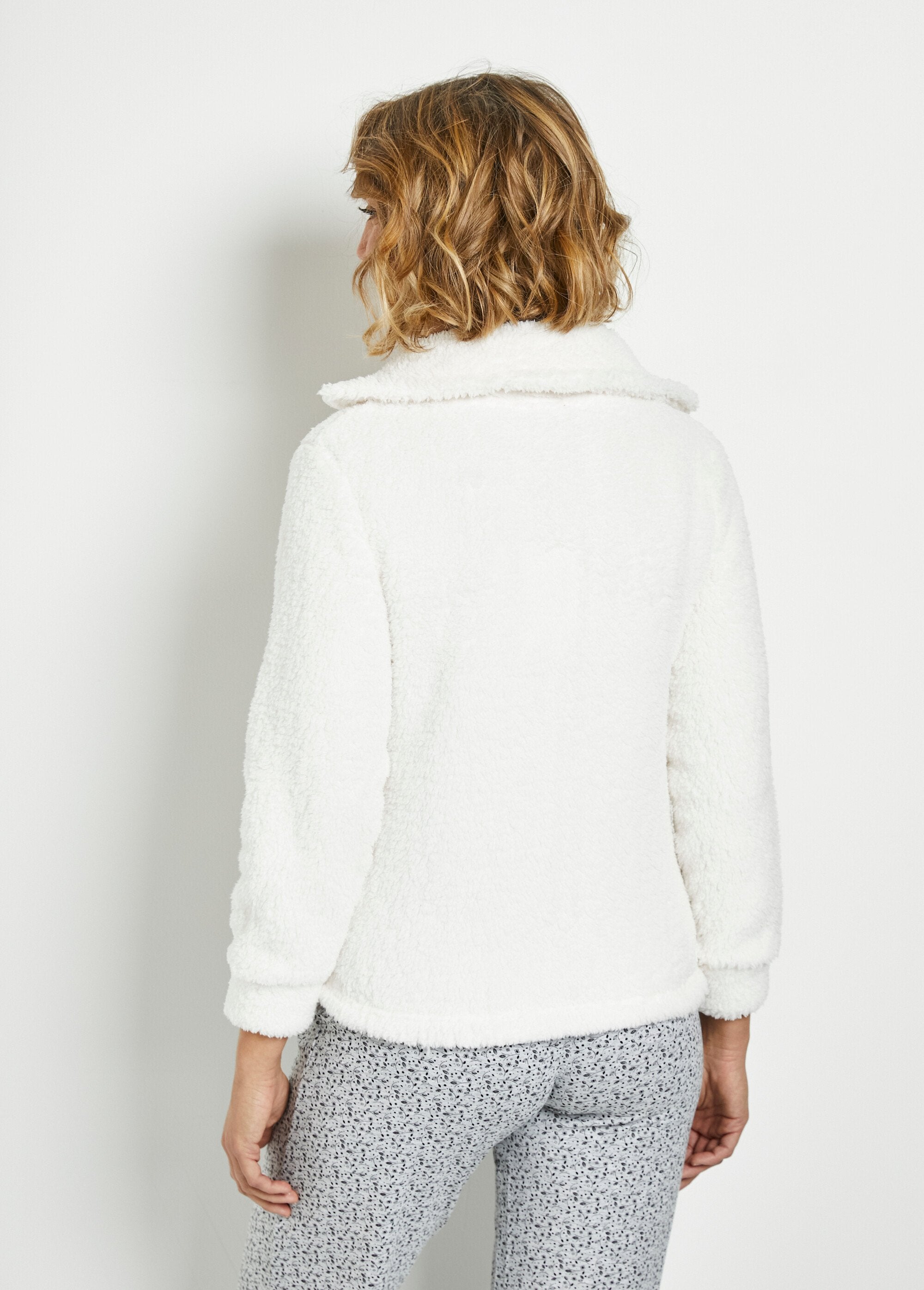 Pull_zippé_confort_polaire_chaud_clair_Blanc_DO1_slim