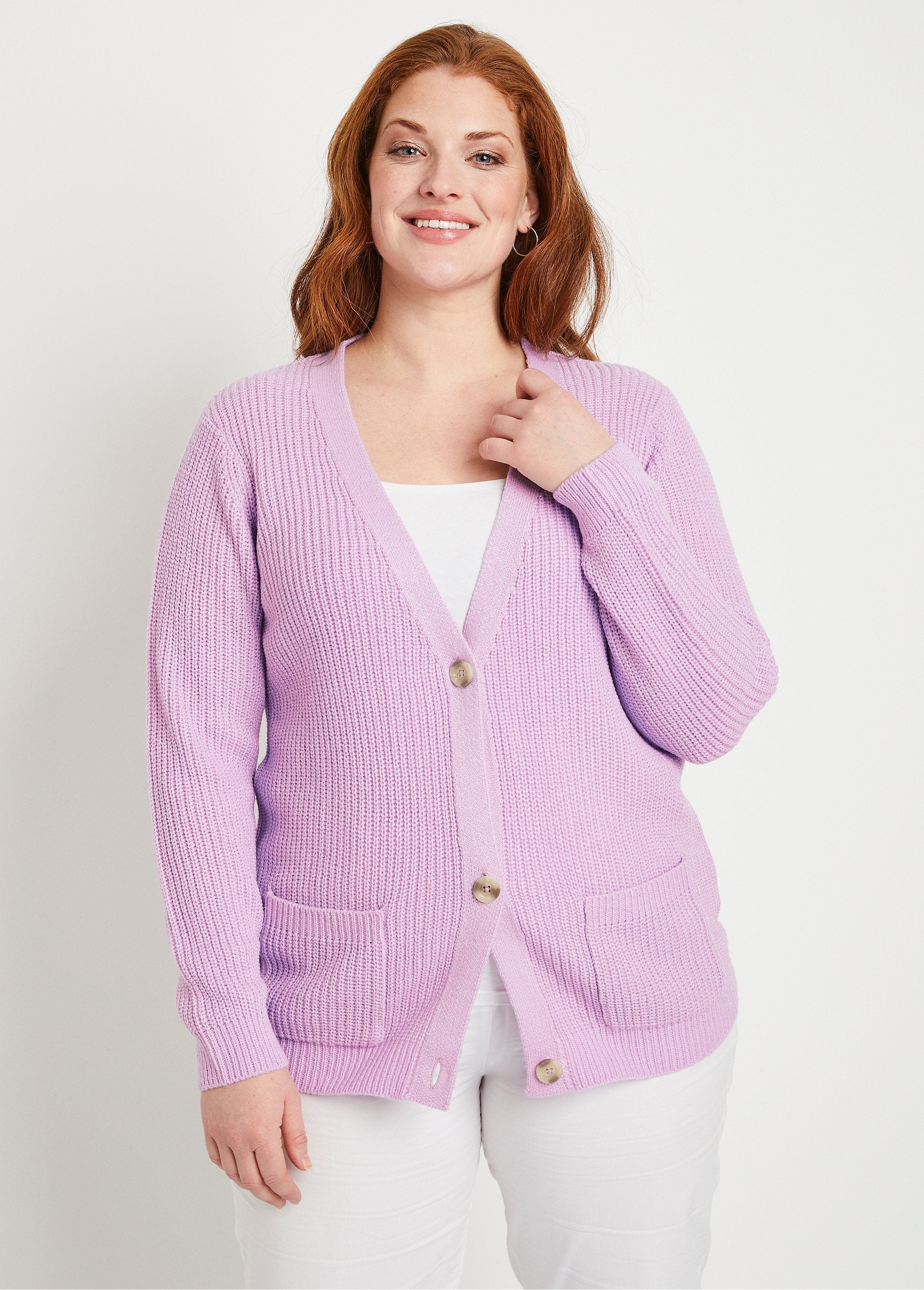Gilet_long_boutonné_brillant_manches_longues_Lilas_FA2_curvy