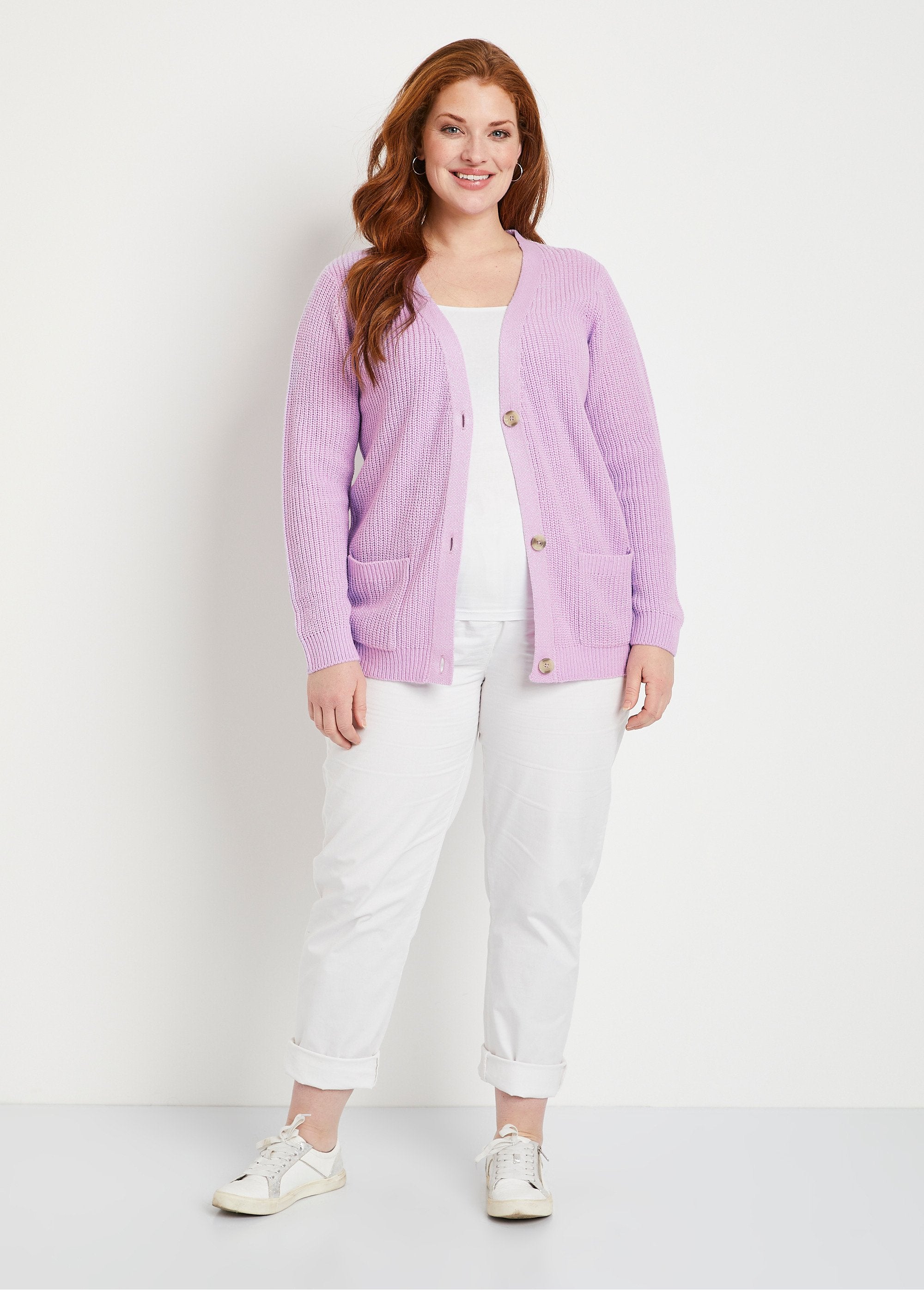Gilet_long_boutonné_brillant_manches_longues_Lilas_SF1_curvy