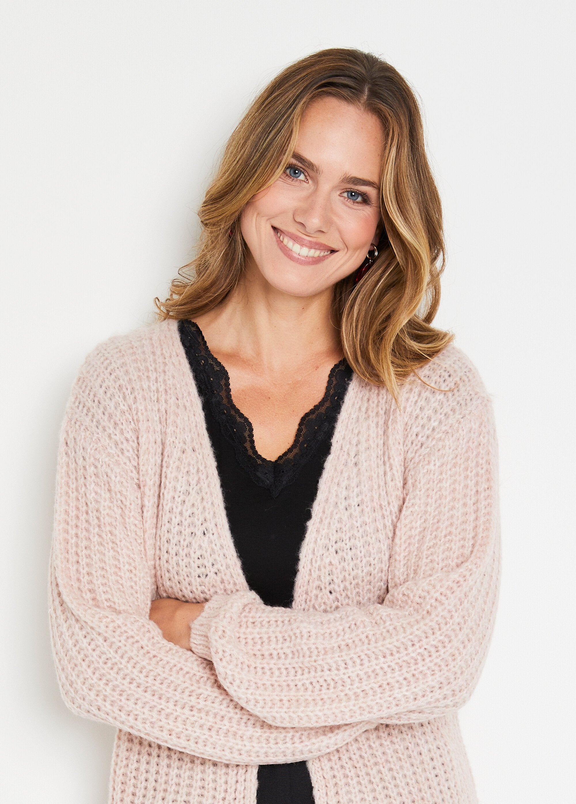 Gilet_long_uni_bord_à_bord_grosse_maille_Beige_rose_DE1_slim