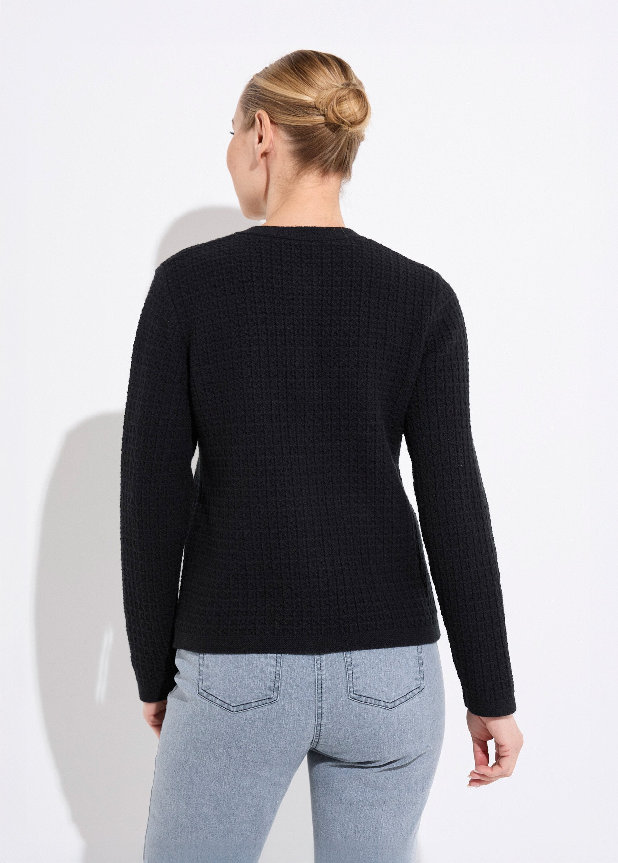 Gilet_veste_boutonné_court_maille_effet_tweed_Noir_DO1_slim