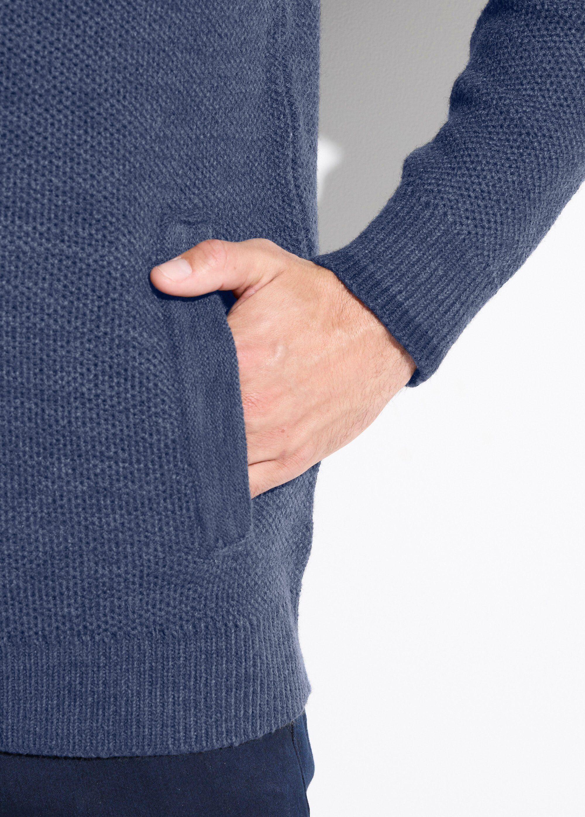 Gilet_zippé_col_montant_maille_chinée_laine_Bleu_DE2_slim