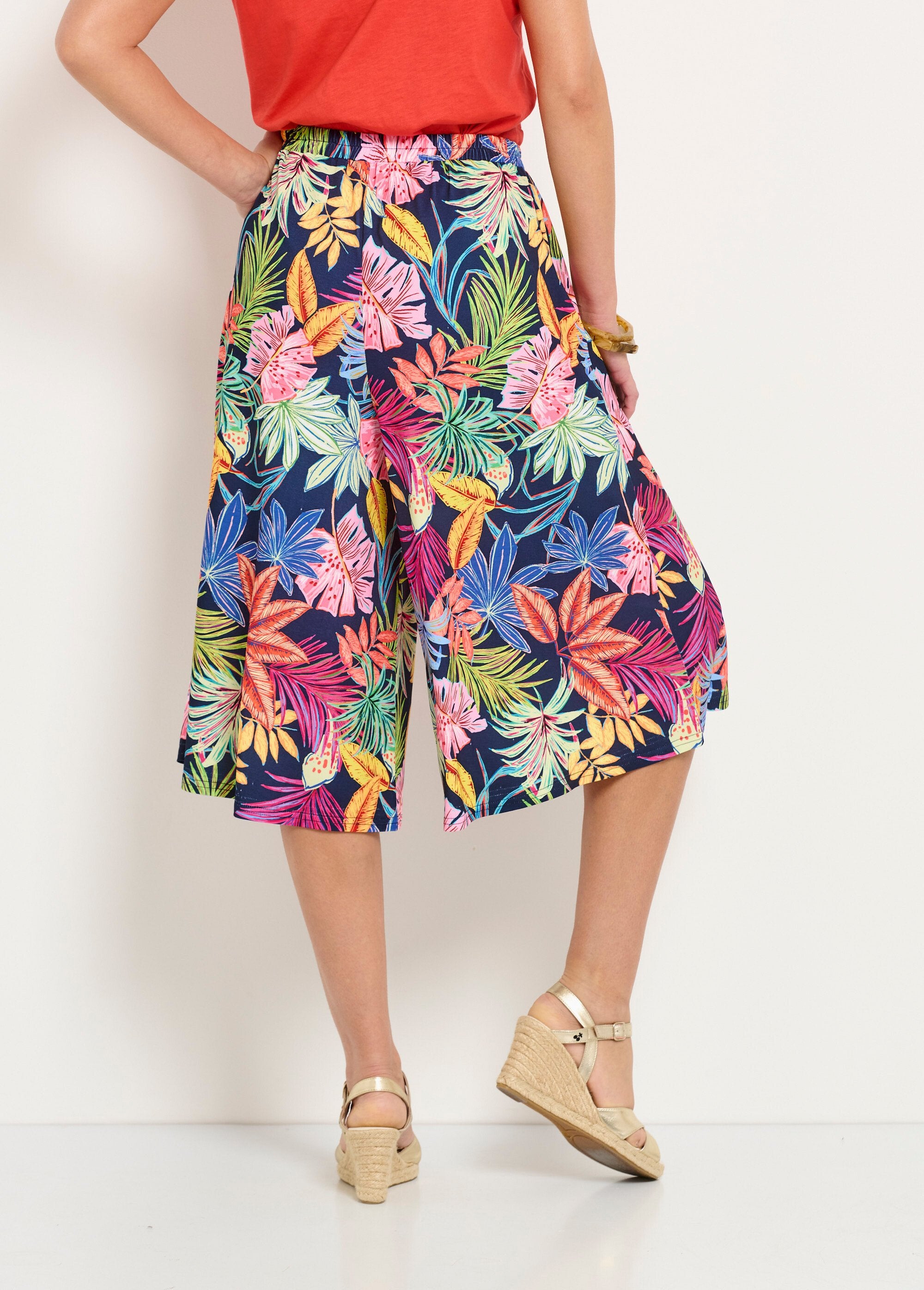 Jupe-culotte_taille_élastiquée_imprimé_feuilles_Marine_et_rose_DO1_slim