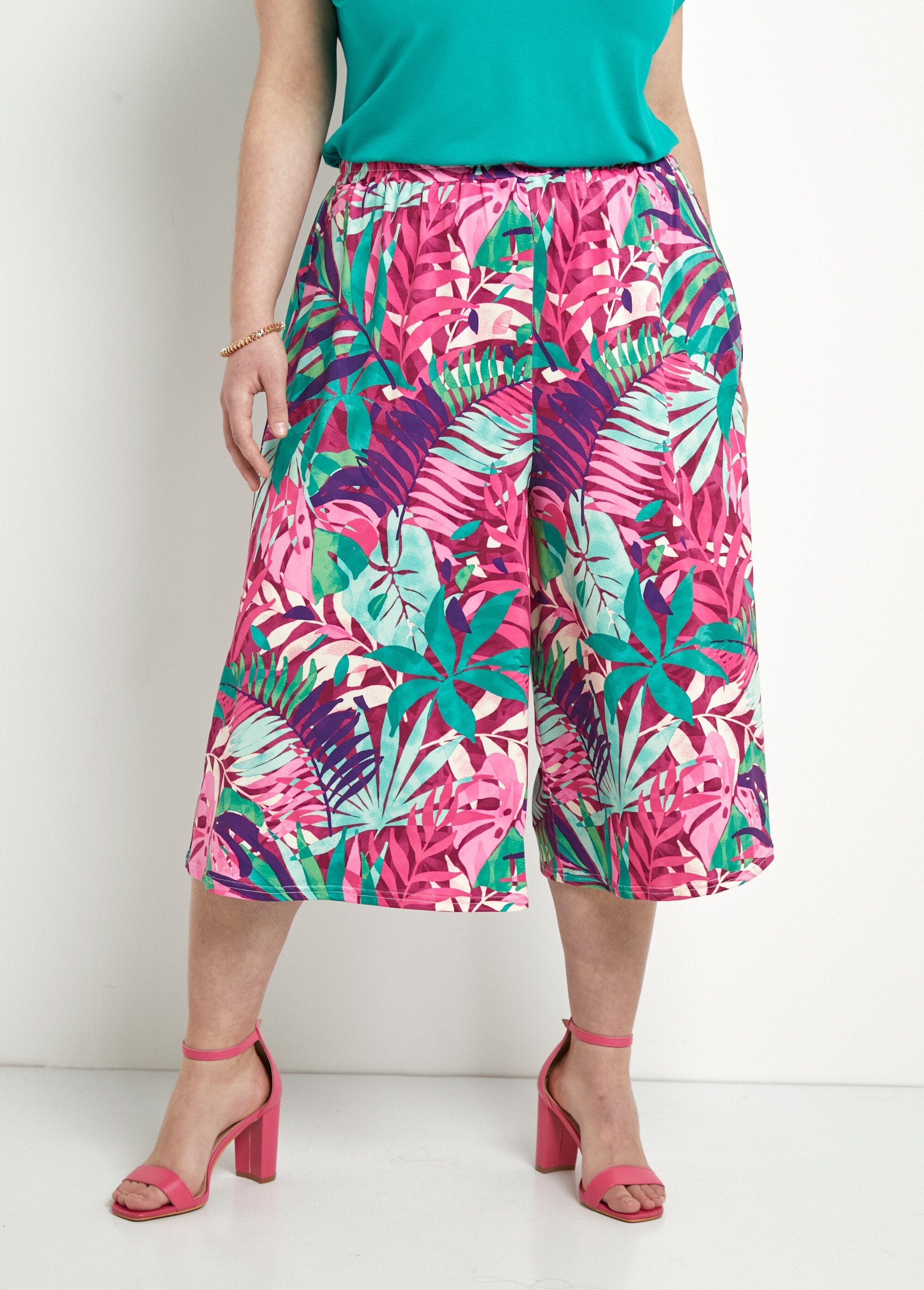 Jupe-culotte_taille_élastiquée_imprimé_tropical_Multicolore_FA1_curvy