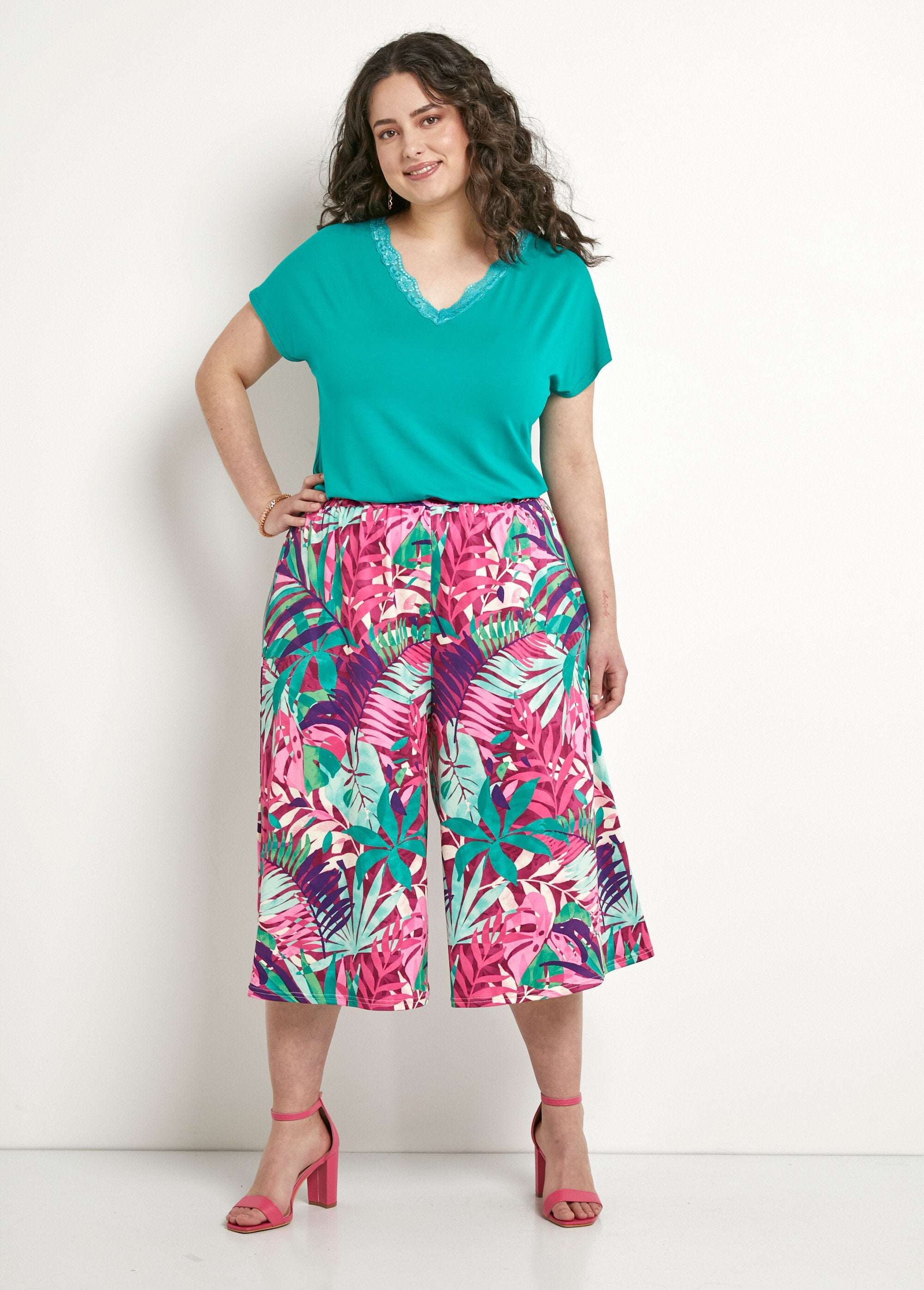 Jupe-culotte_taille_élastiquée_imprimé_tropical_Multicolore_SF1_curvy