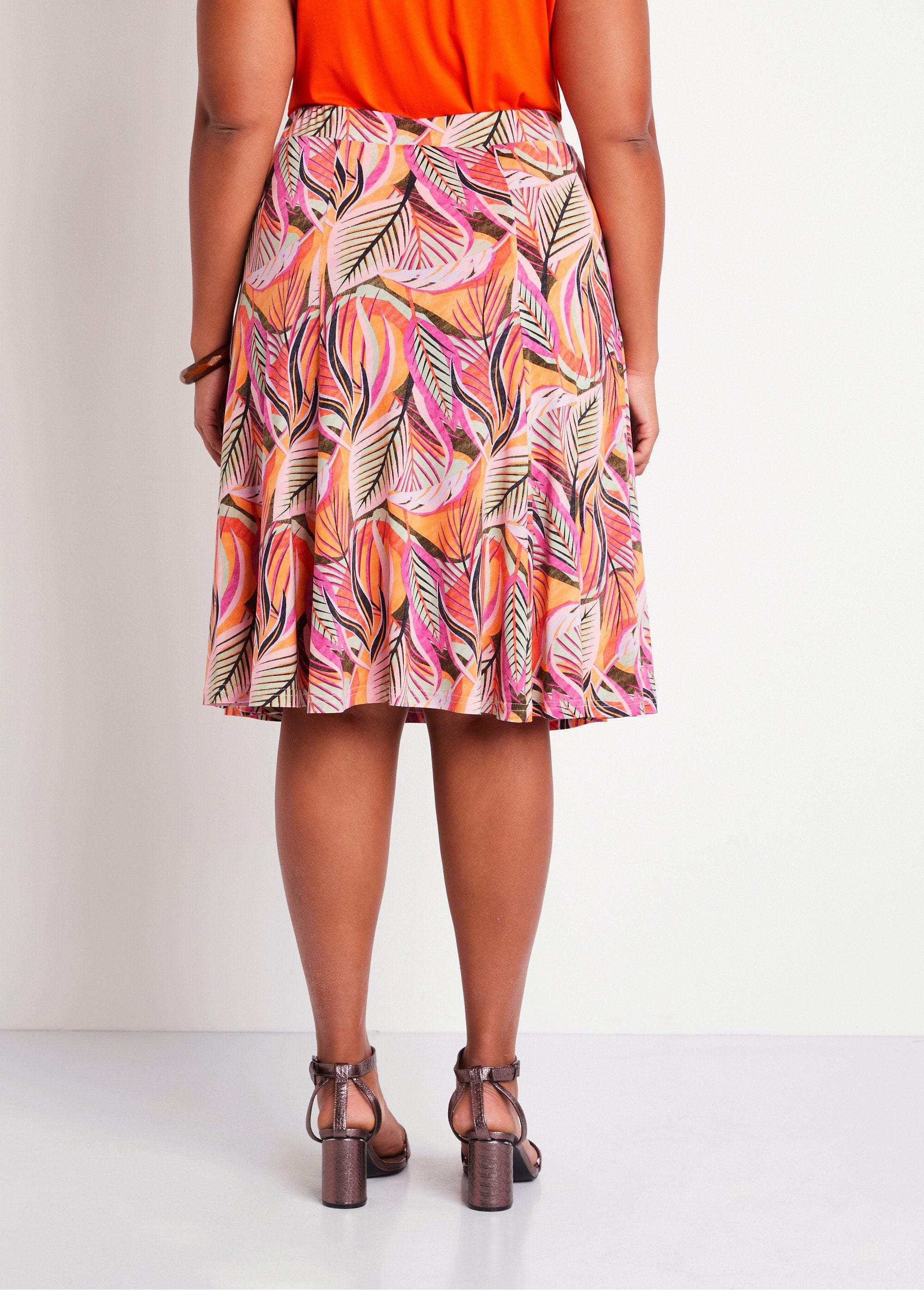 Jupe_mi_longue_évasée_maille_Orange_et_fuchsia_DO1_curvy