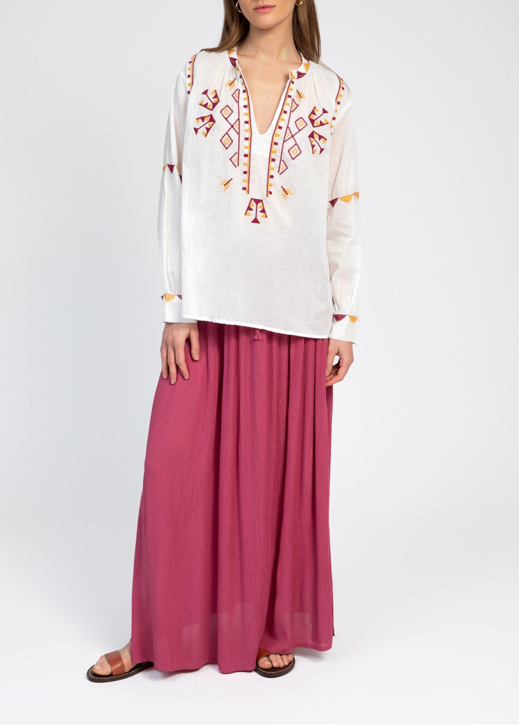 Jupe_longue_fluide_lien_à_la_taille_Rose_fonce_SF1_slim