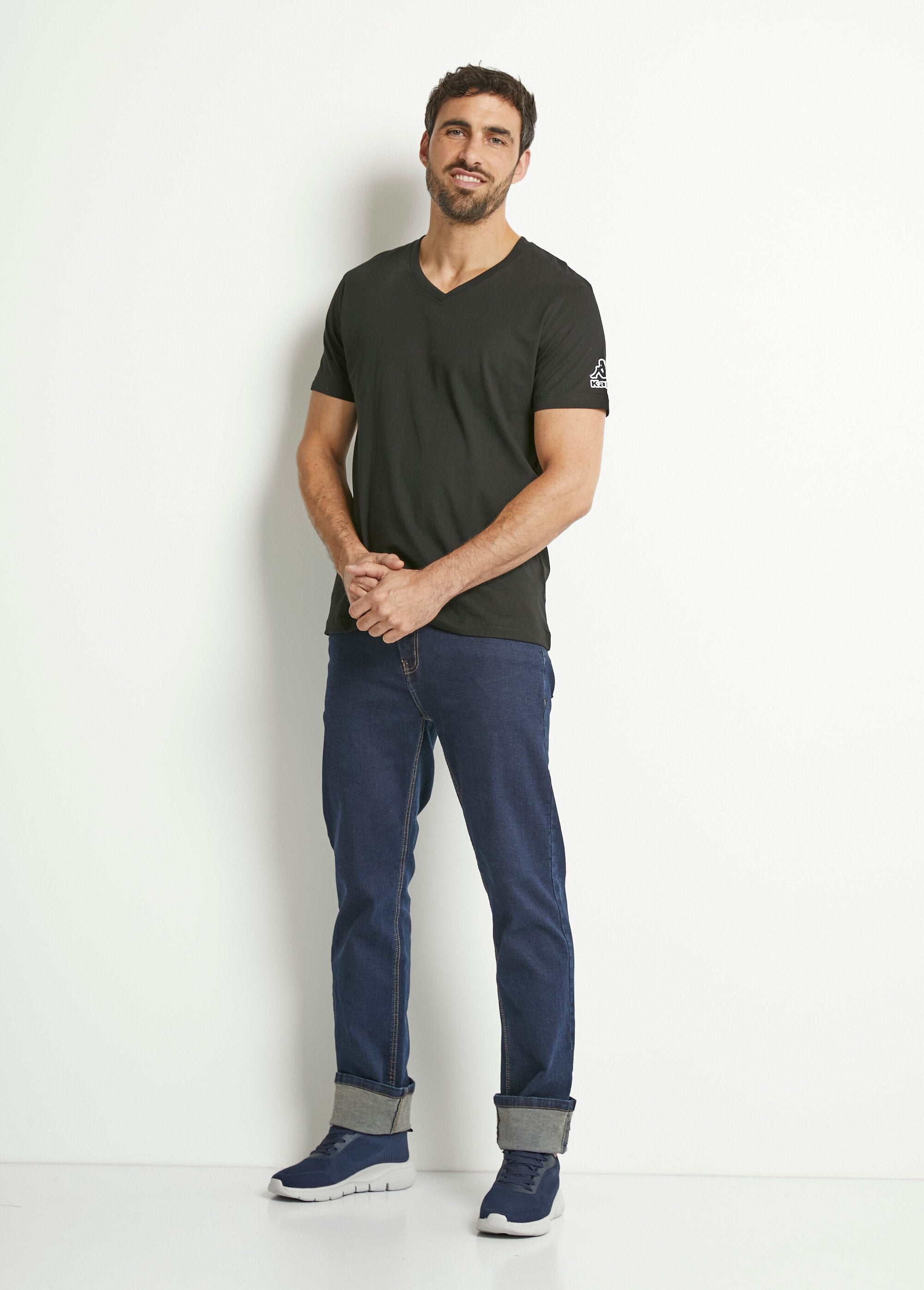 Lot_de_2_T-shirts_logo_col_V,_clair_Noir_lot_2_SF1_slim