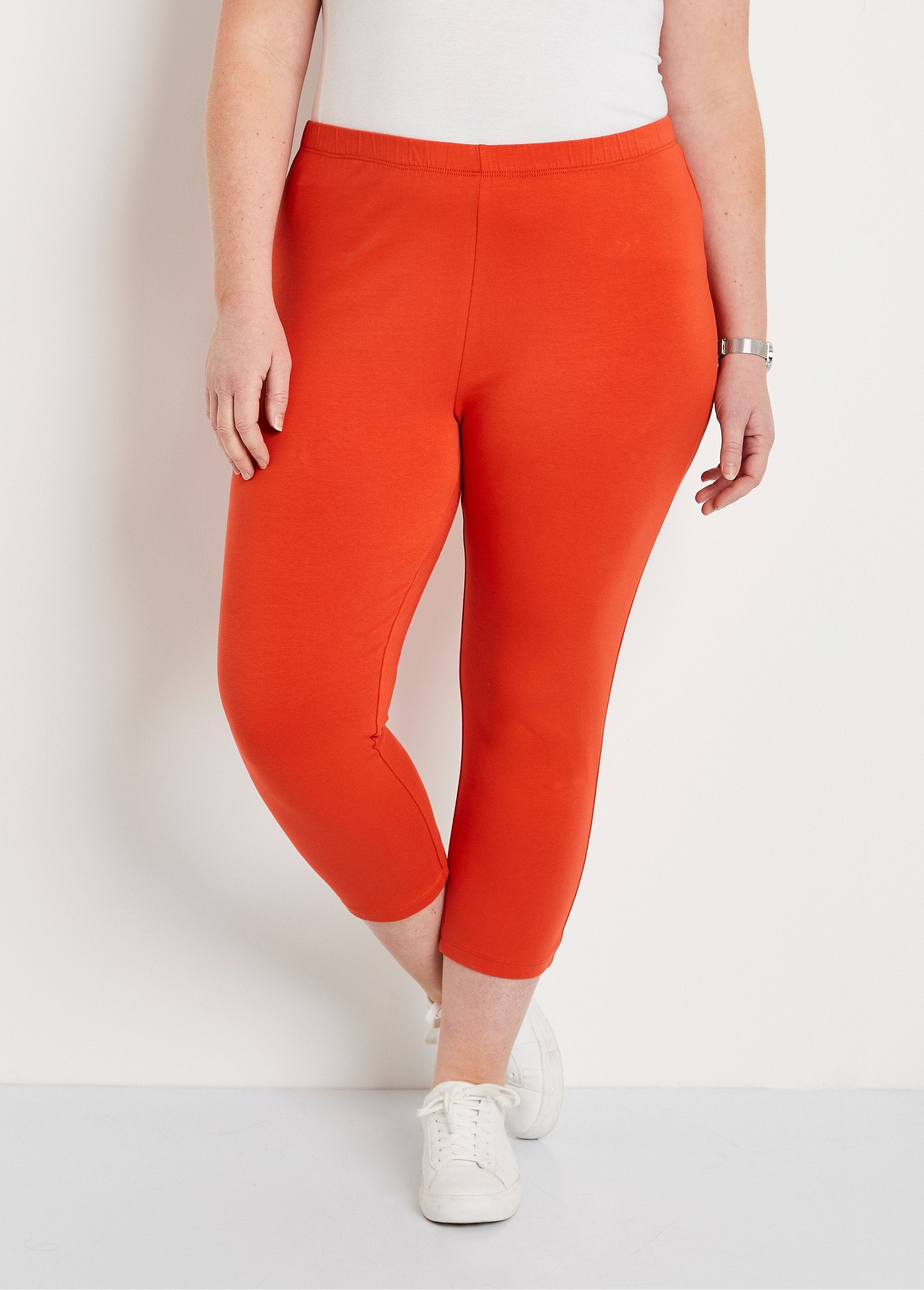 Legging_court_coton_taille_élastiquée_Orange_FA1_curvy