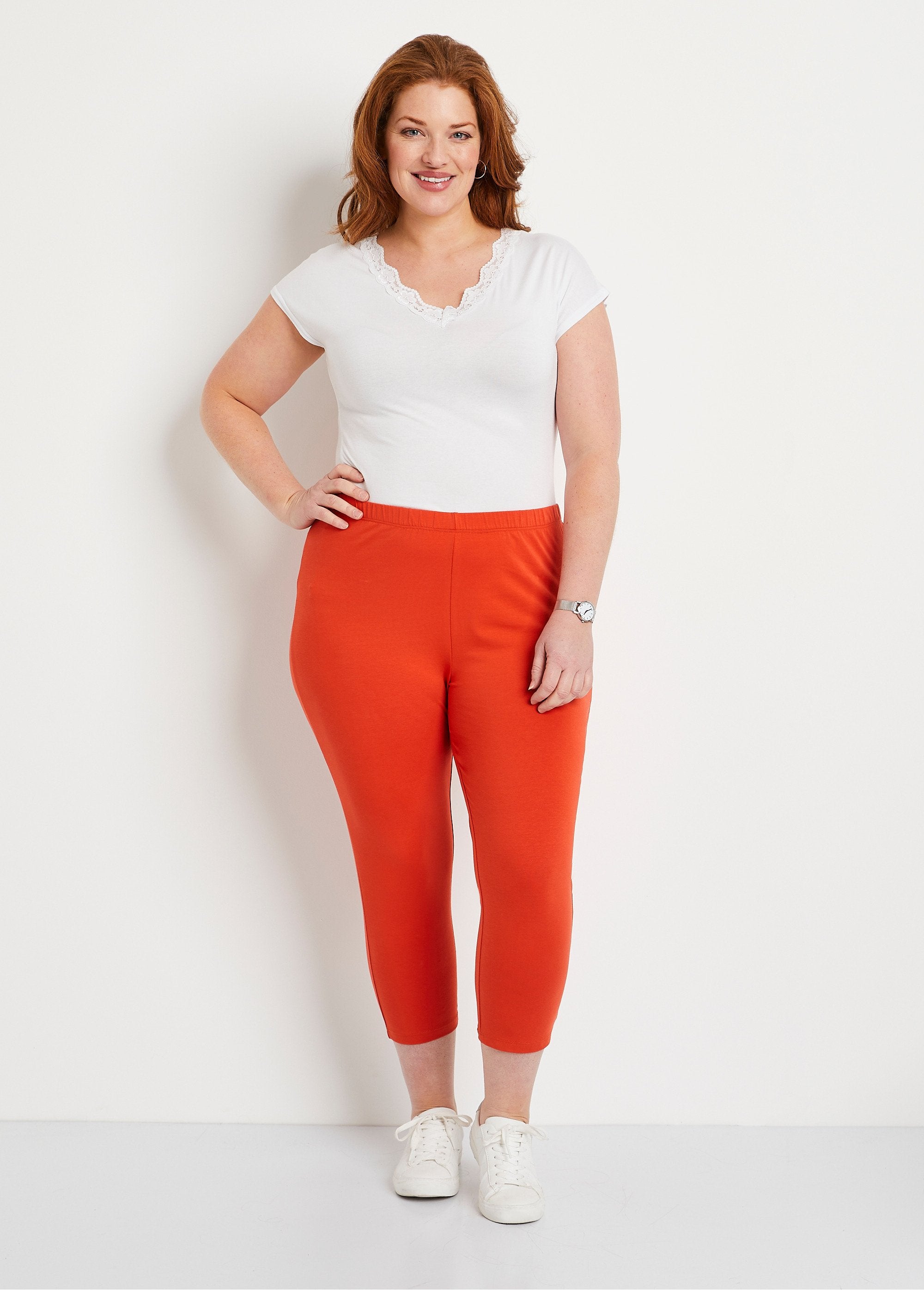 Legging_court_coton_taille_élastiquée_Orange_SF1_curvy