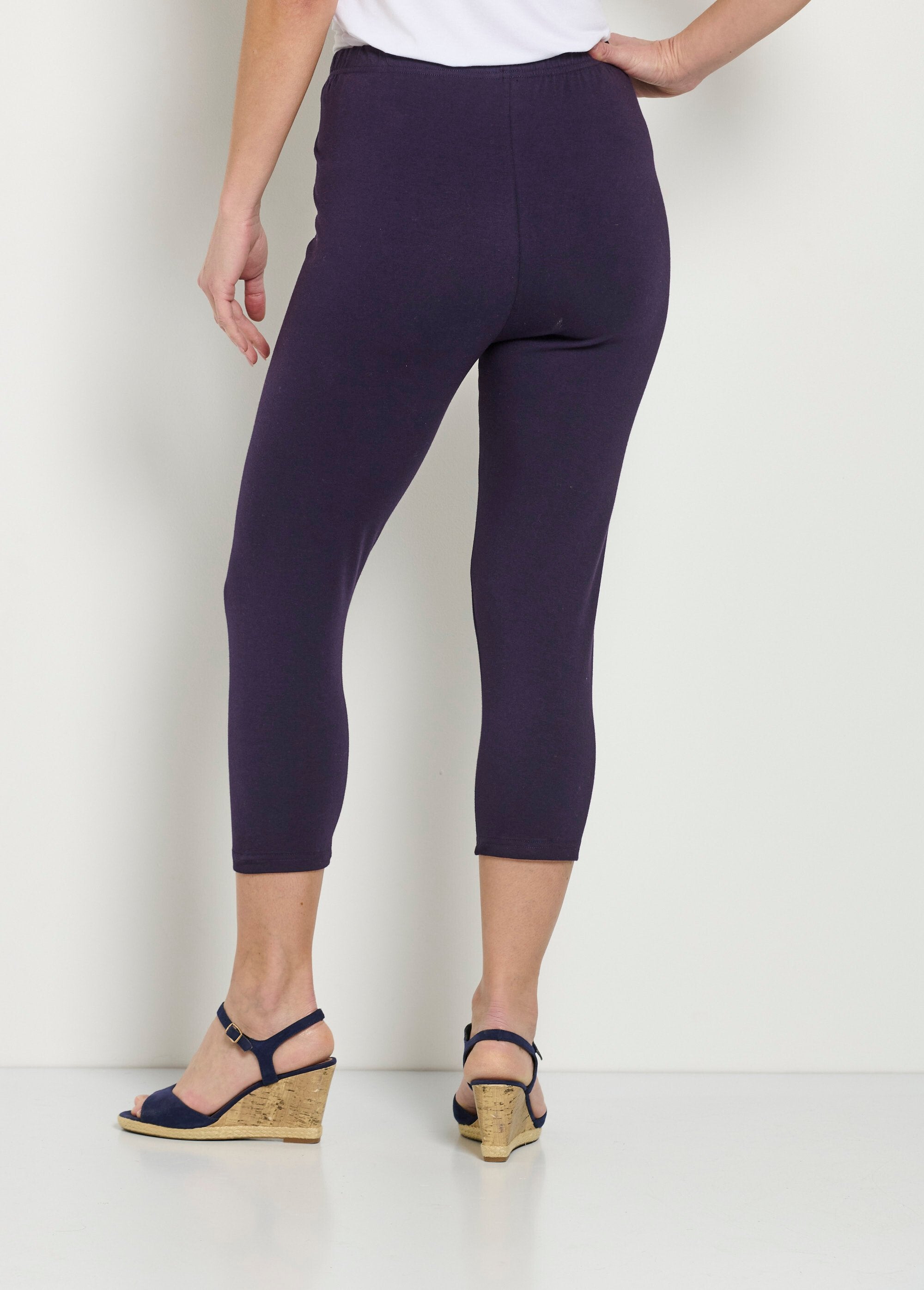 Legging_court_taille_élastiquée_coton_Uni_prune_DO1_slim