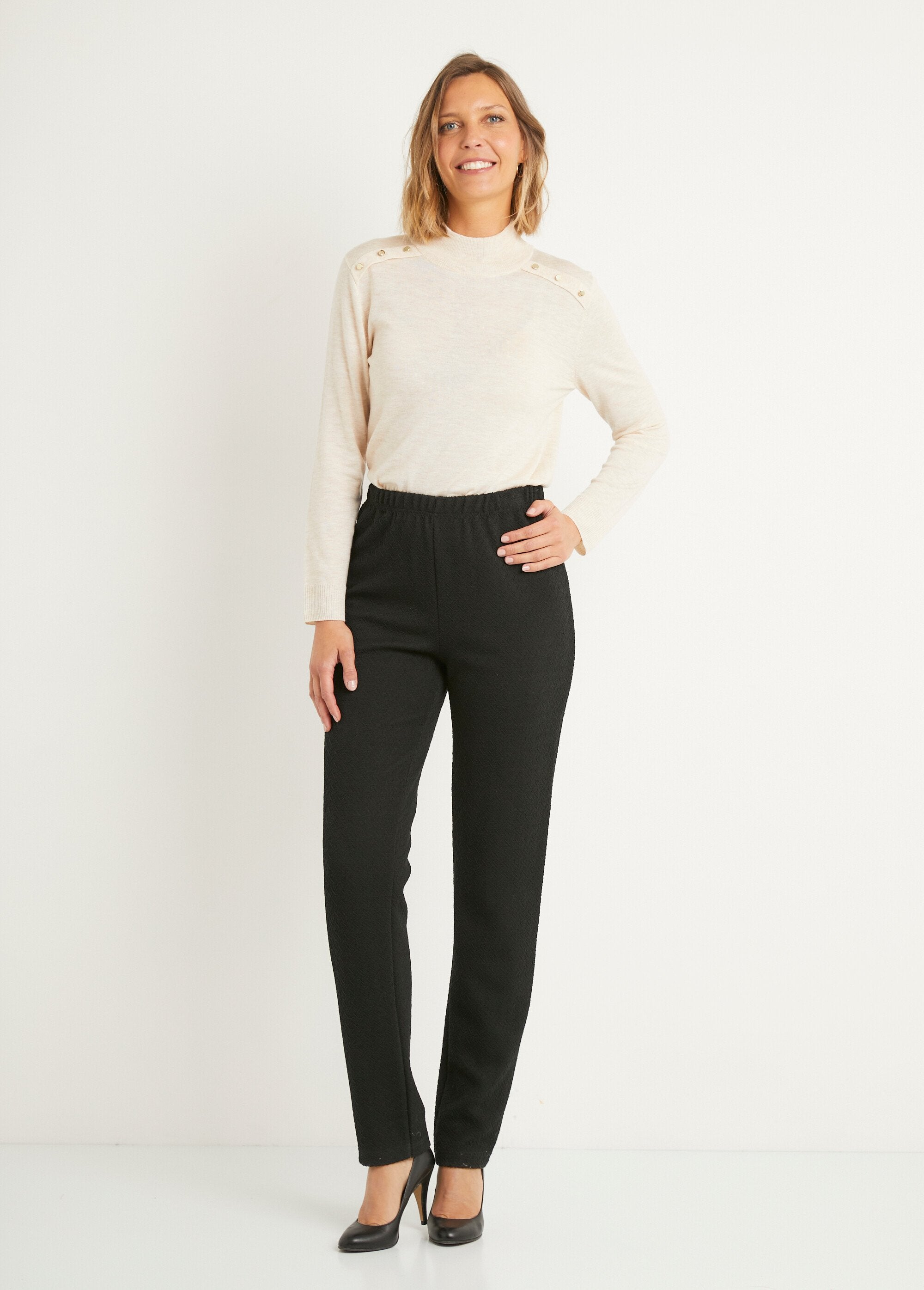 Legging_droit_ceinture_élastiquée_avec_laine_Uni_noir_SF1_slim