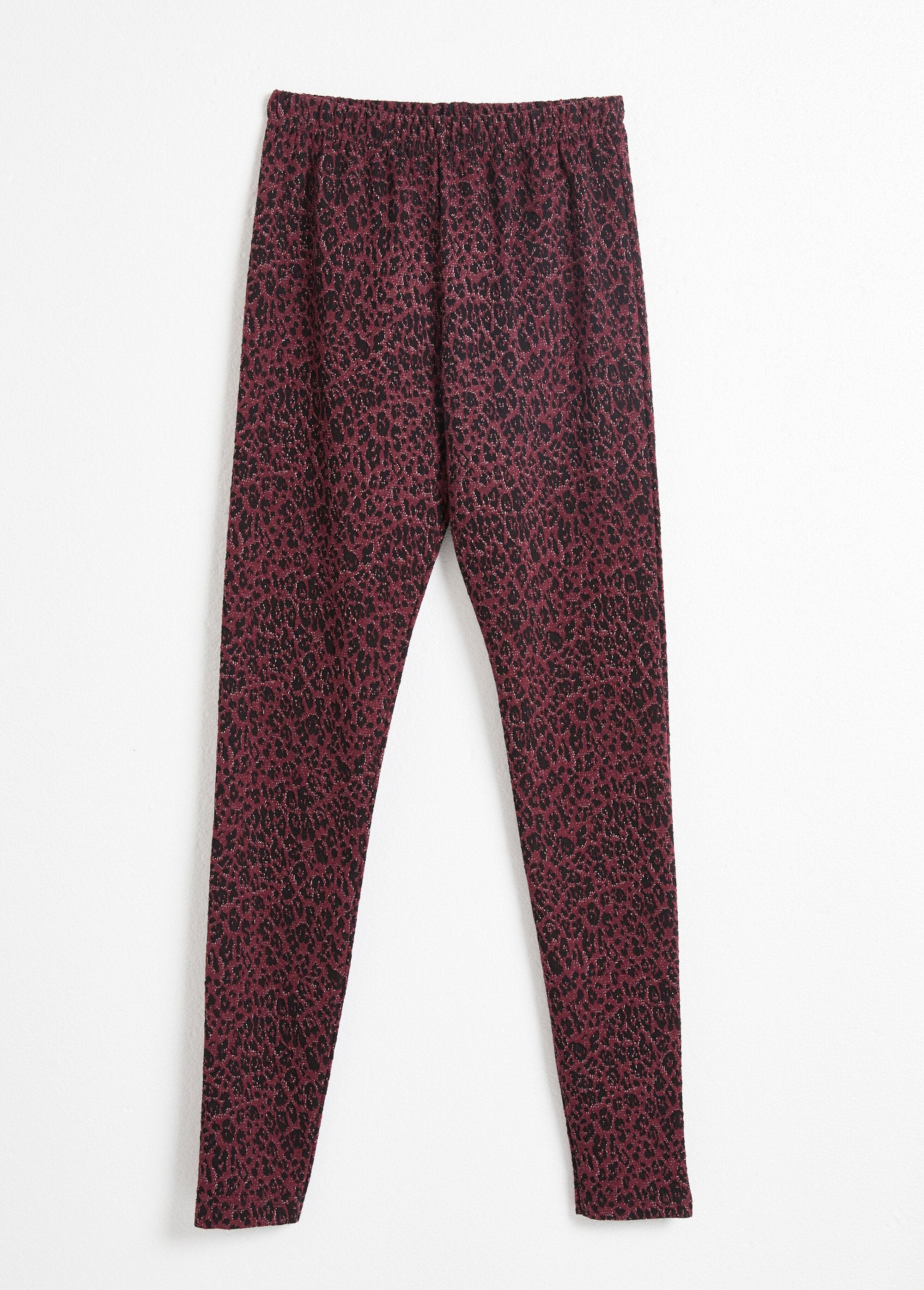 Legging_jacquard_peau_de_bête_taille_élastiquée_Cassis_et_noir_AP1_slim