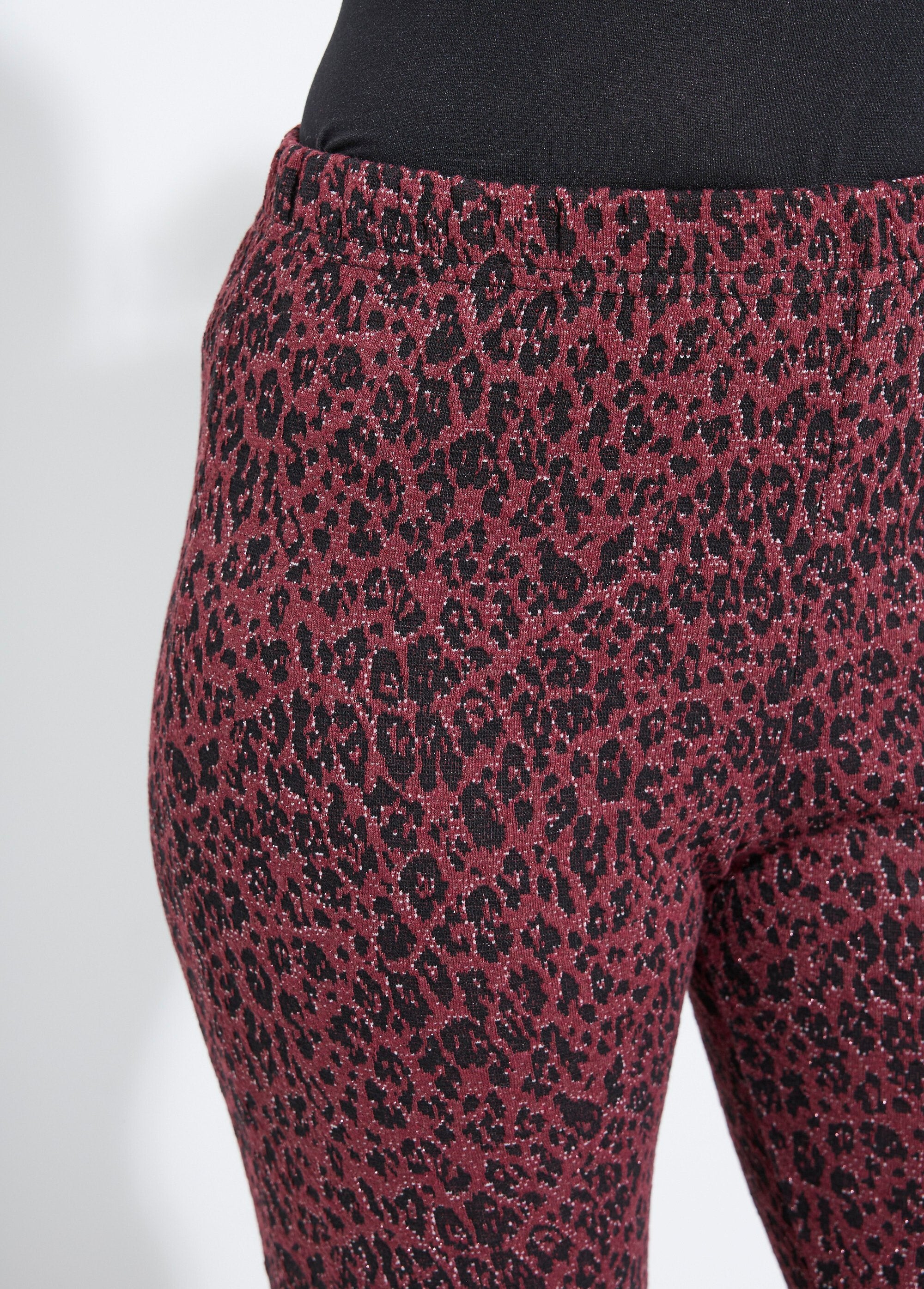Legging_jacquard_peau_de_bête_taille_élastiquée_Cassis_et_noir_DE1_slim