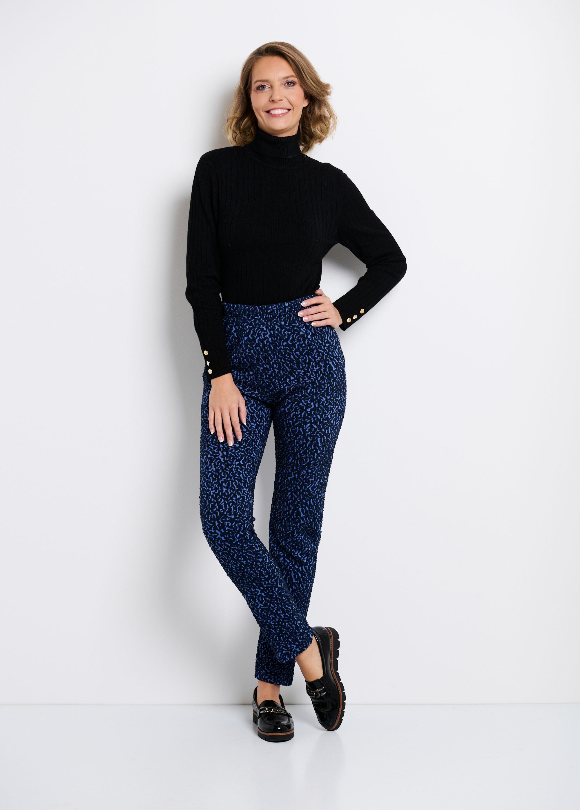 Legging_met_elastische_taille,_effen_of_tweekleurig_Bleu_et_indigo_SF1_slim