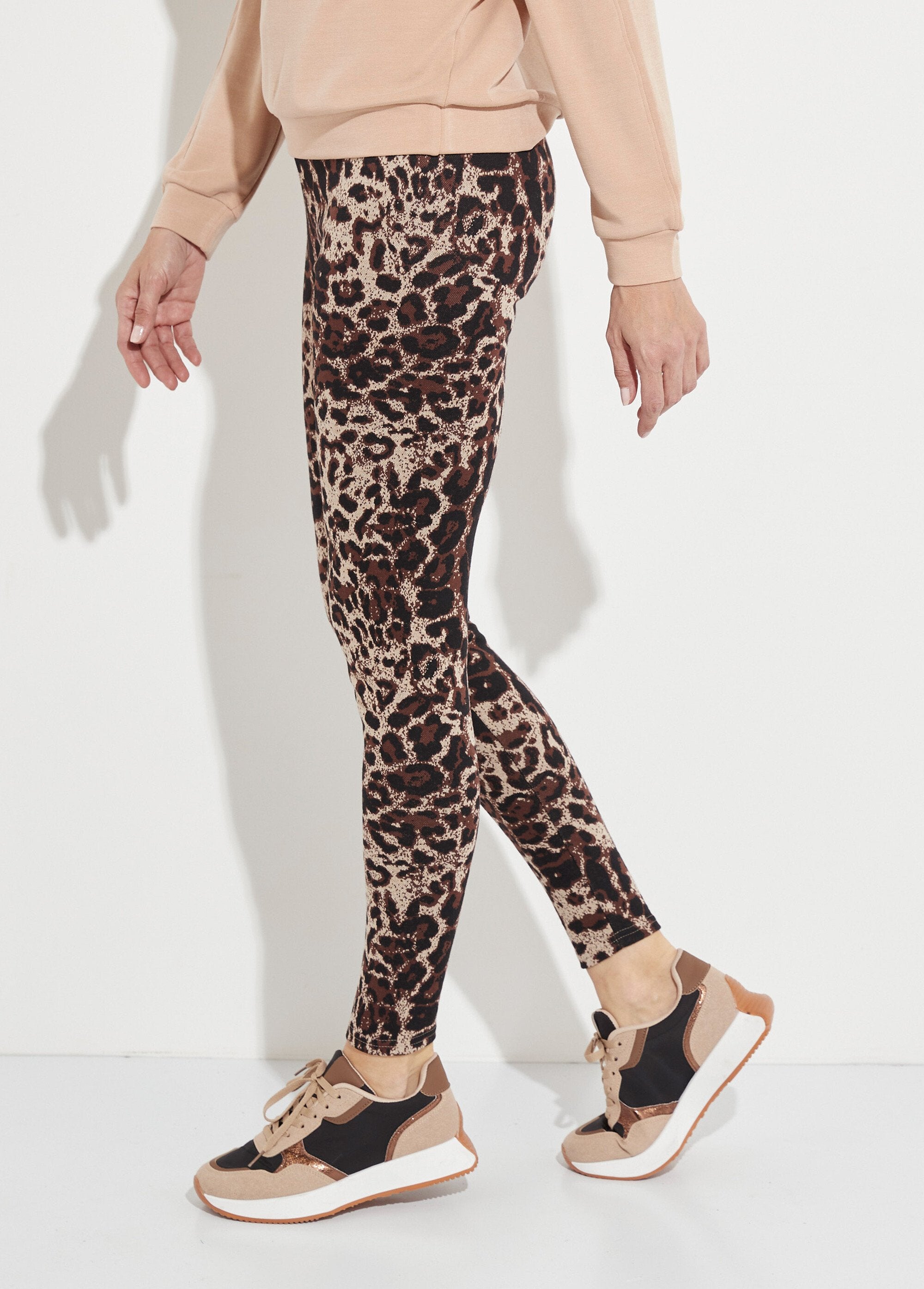 Legging_met_jacquard_dierenhuid_en_elastische_tailleband_Beige_et_noir_GA1_slim