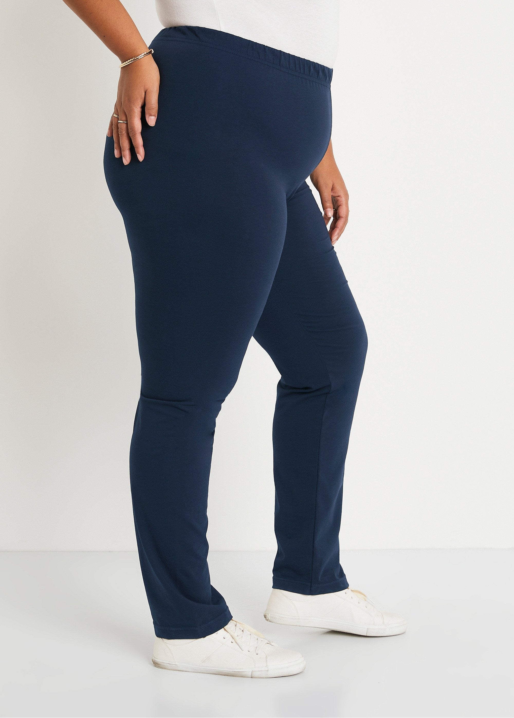 Legging_taille_élastiquée_jersey_coton_Marine_DR1_curvy