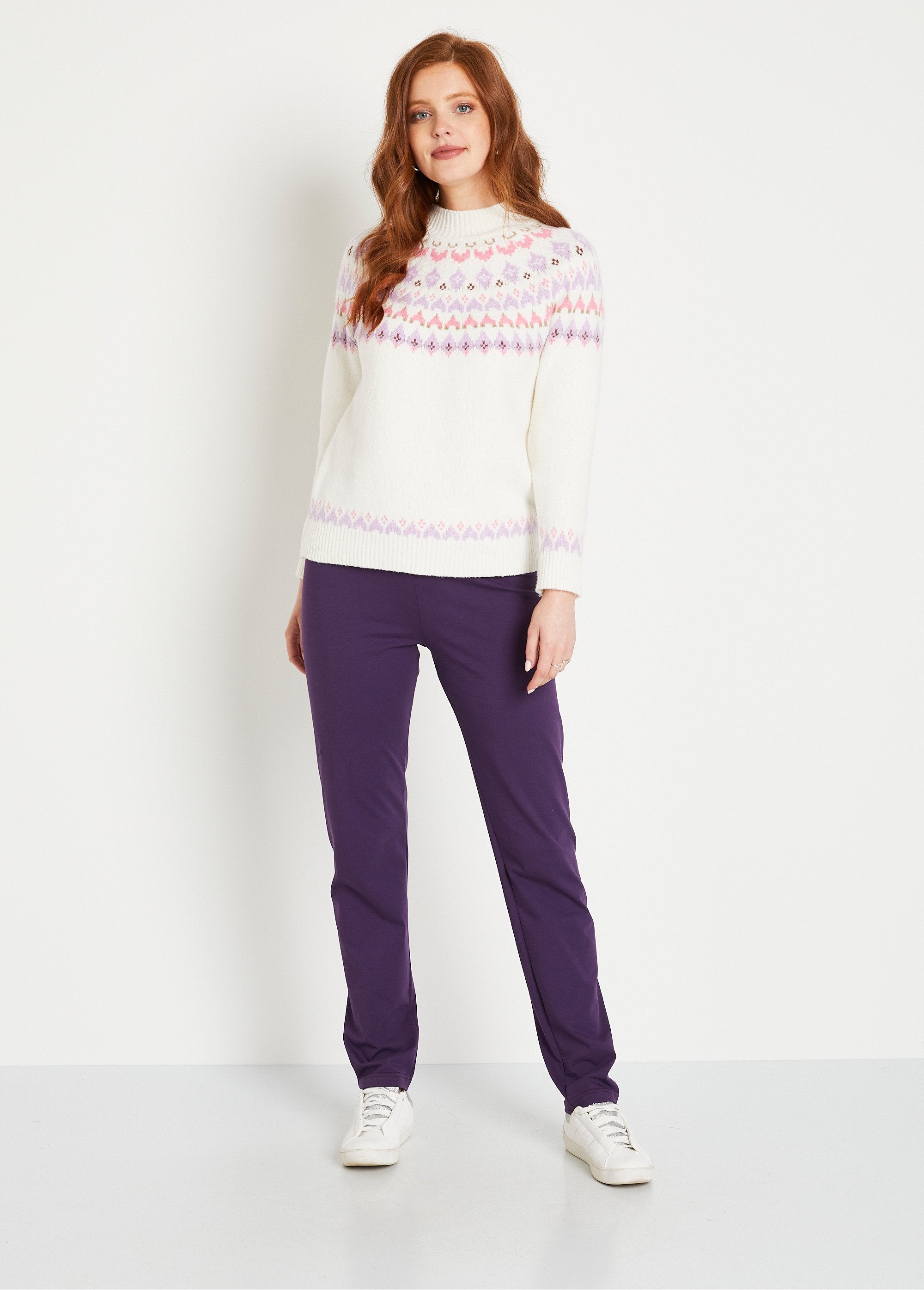 Legging_taille_élastiquée_jersey_coton_Prune_SF1_slim
