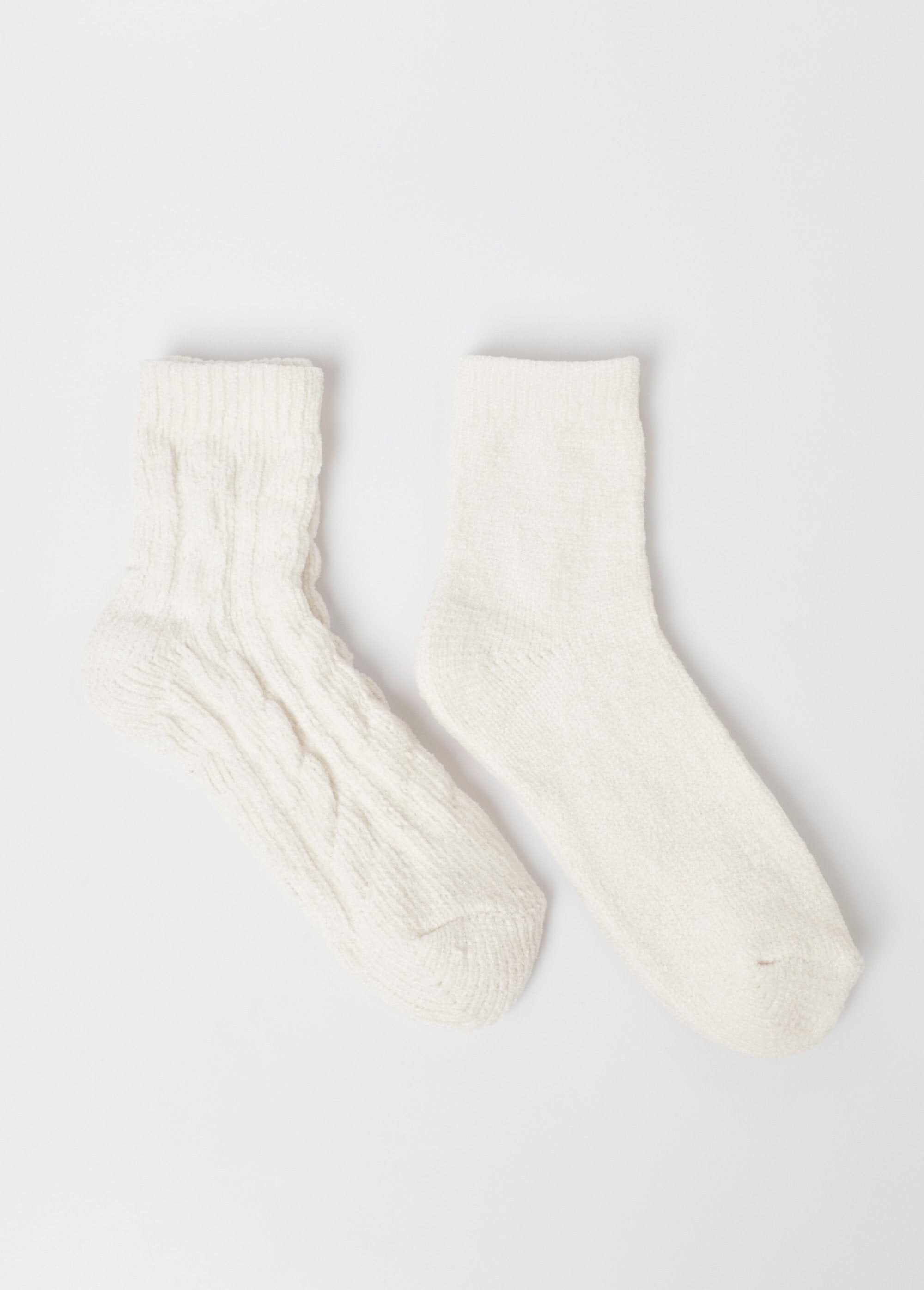 Lot_de_2_Chaussettes_douces,_maille_chenille_Ecru_DE1_slim