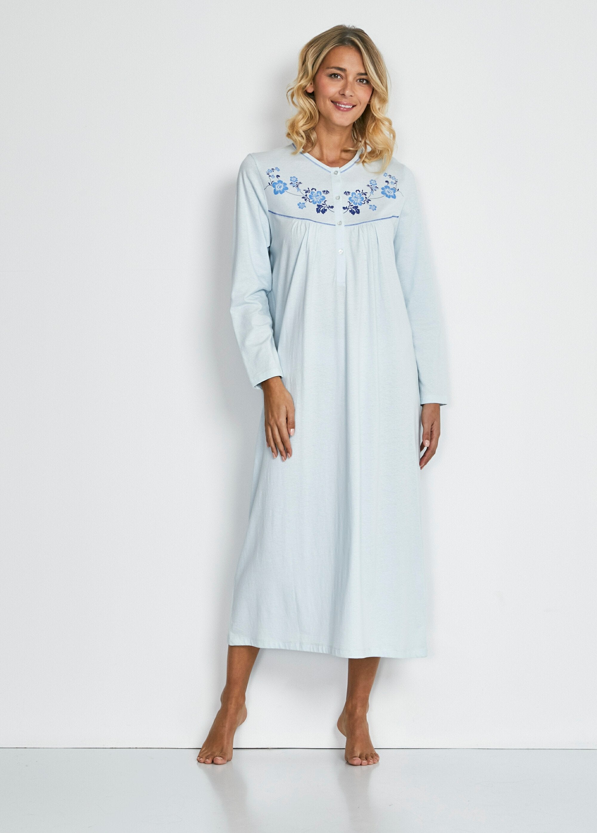 Coton Manches Longues Vtement Chemise De Nuit Femme 100 Coton