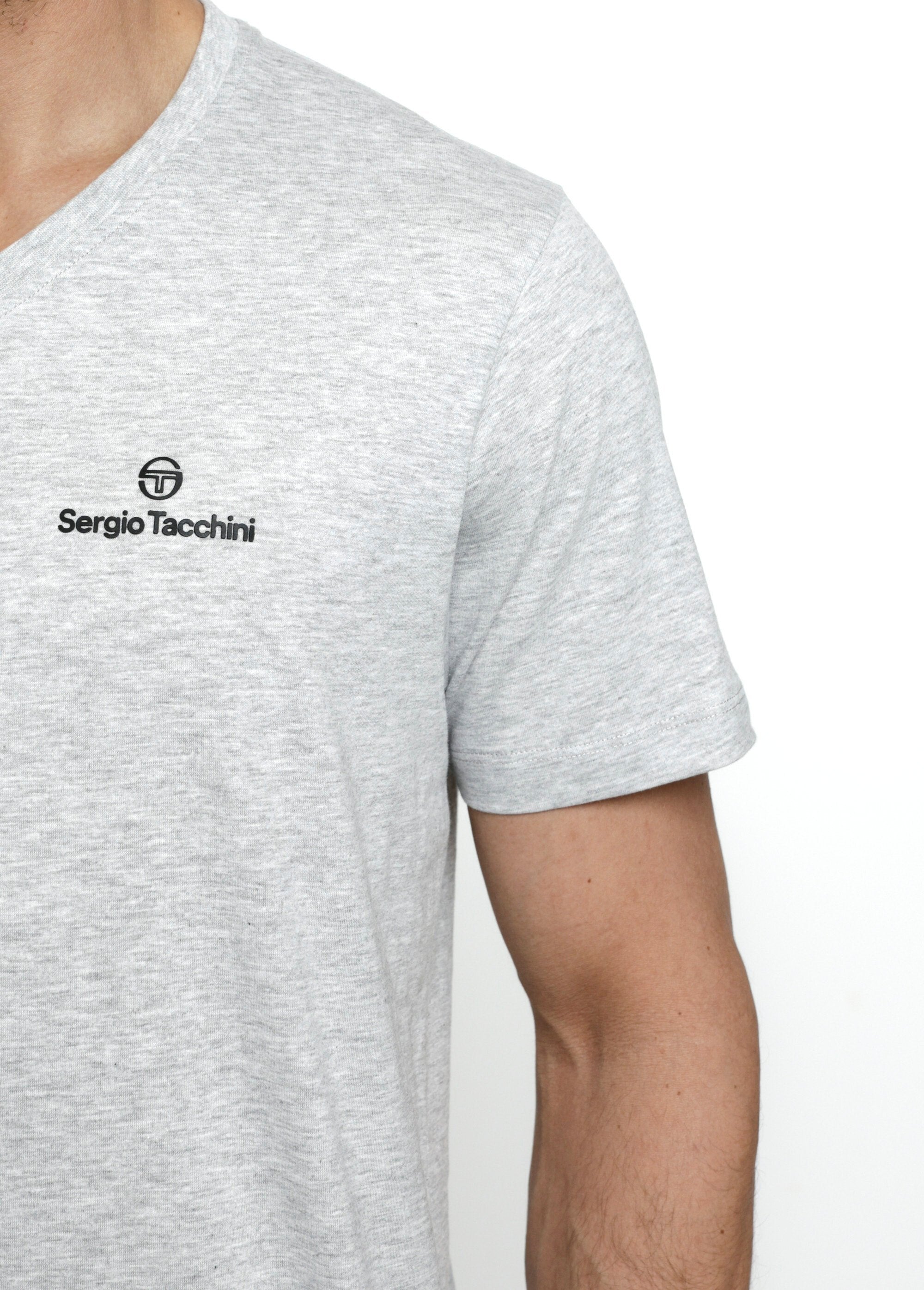 Gemarmerd_T-shirt_met_V-hals_en_korte_mouwen_Gris_DE1_slim