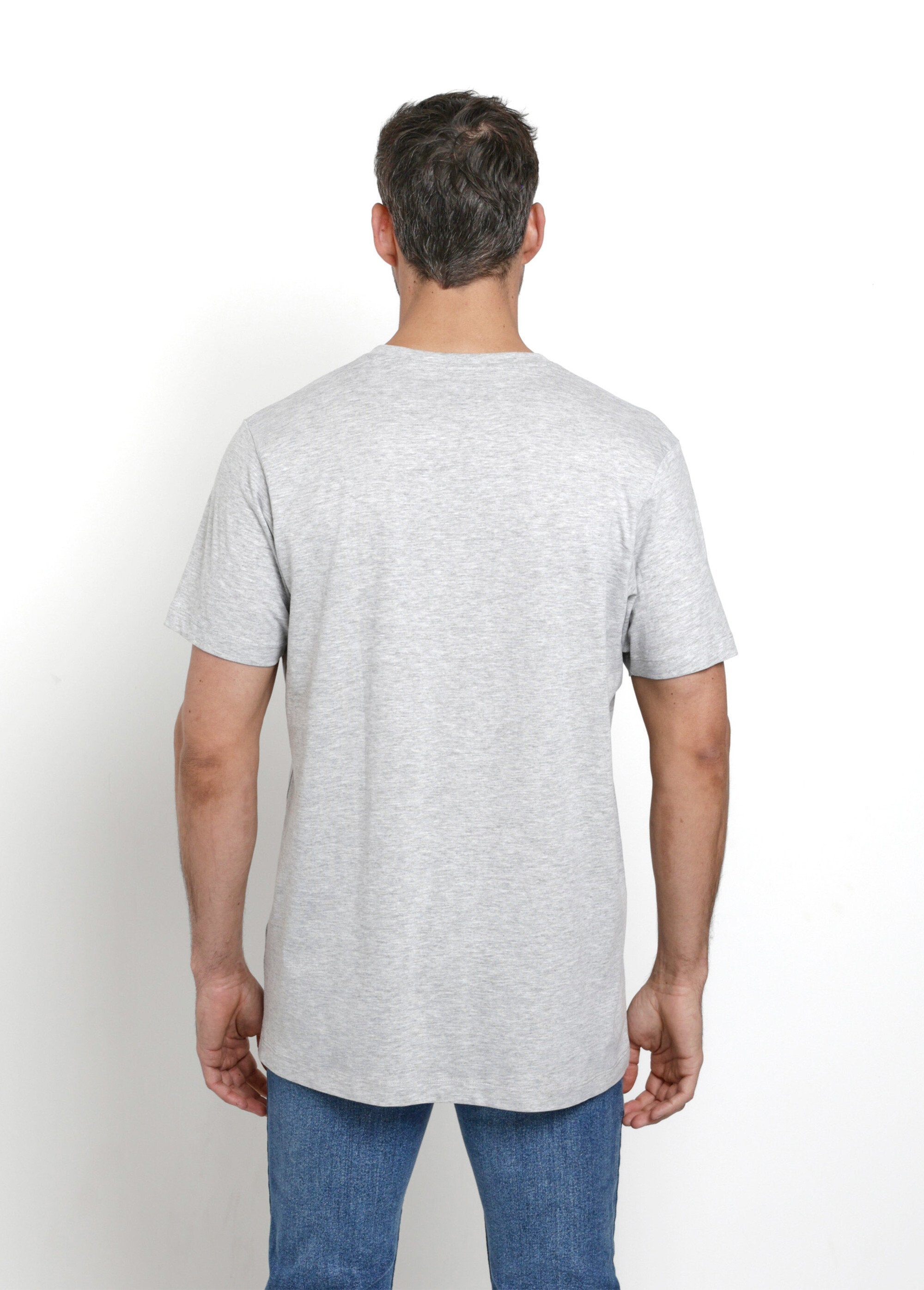 Gemarmerd_T-shirt_met_V-hals_en_korte_mouwen_Gris_DO1_slim