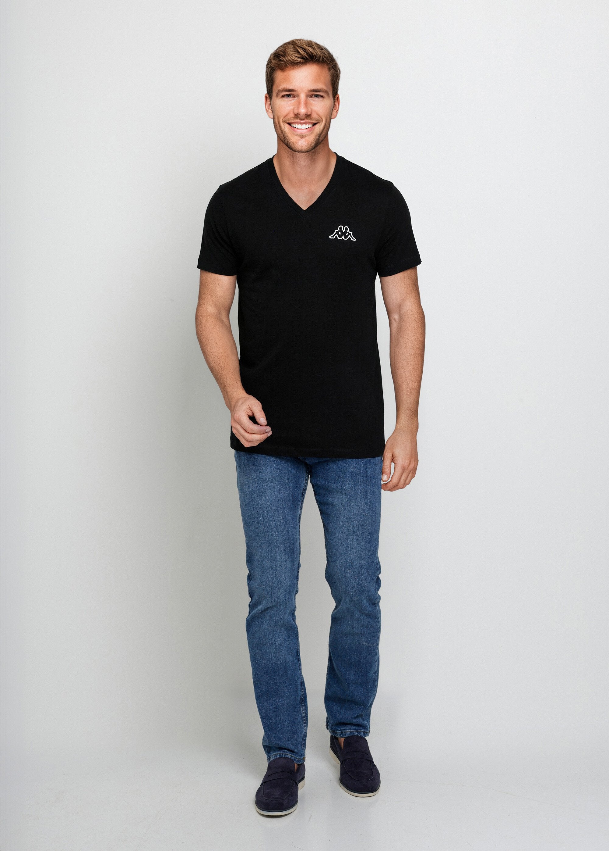 Bijpassend_T-shirt_met_korte_mouwen_en_V-hals_Noir_SF1_slim