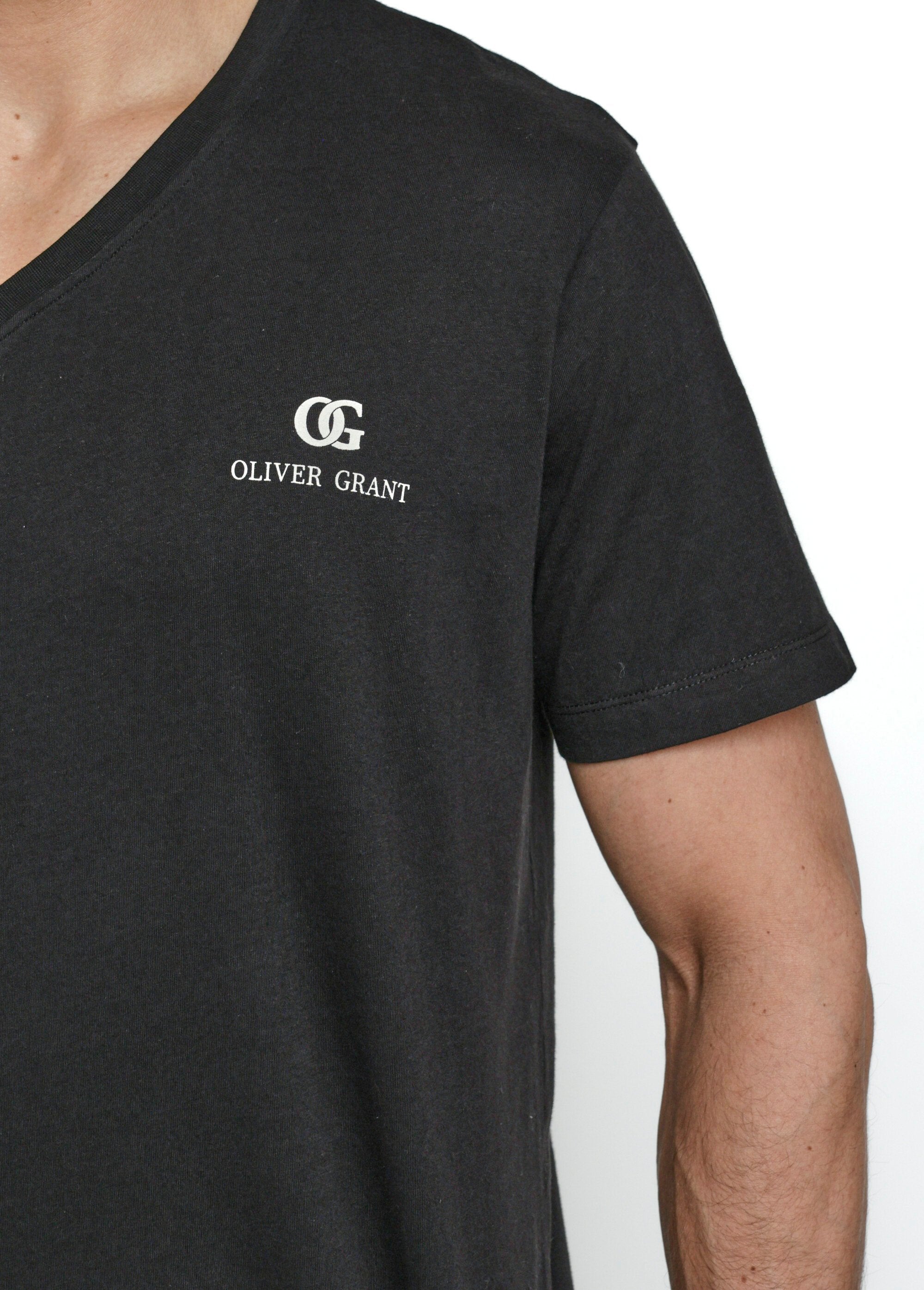 Donkere_V-hals_T-shirts_met_korte_mouwen_Noir_DE1_slim