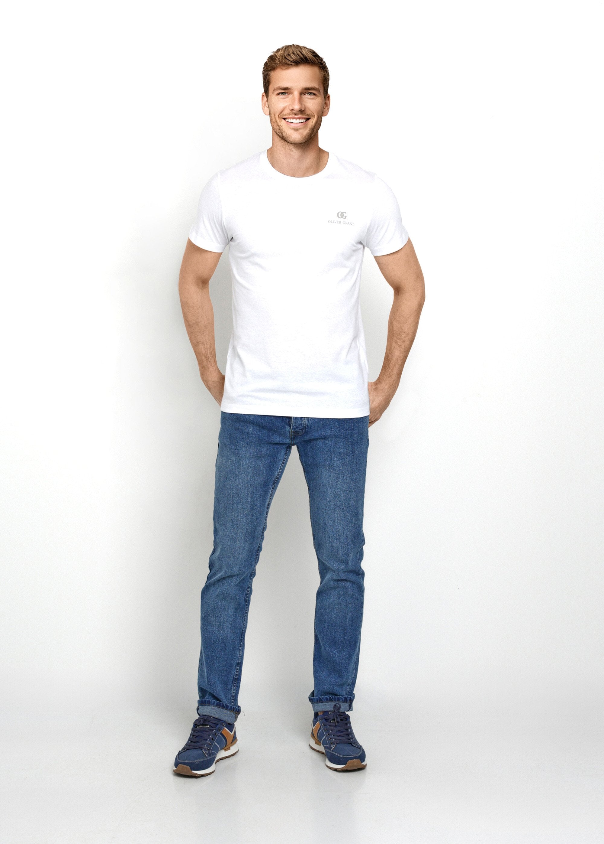 Lichtgekleurde_T-shirts_met_korte_mouwen_en_ronde_hals_Blanc_SF1_slim