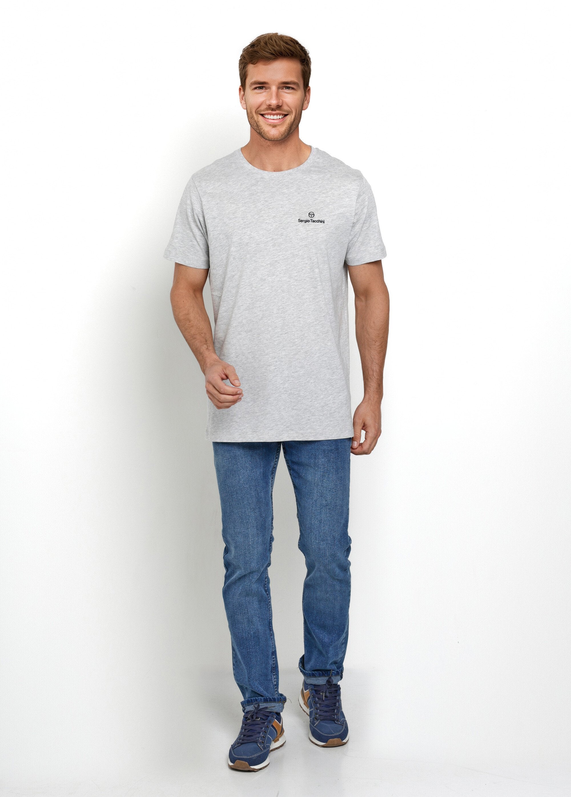 T-shirt_col_rond_manches_courtes,_chiné_Gris_SF1_slim