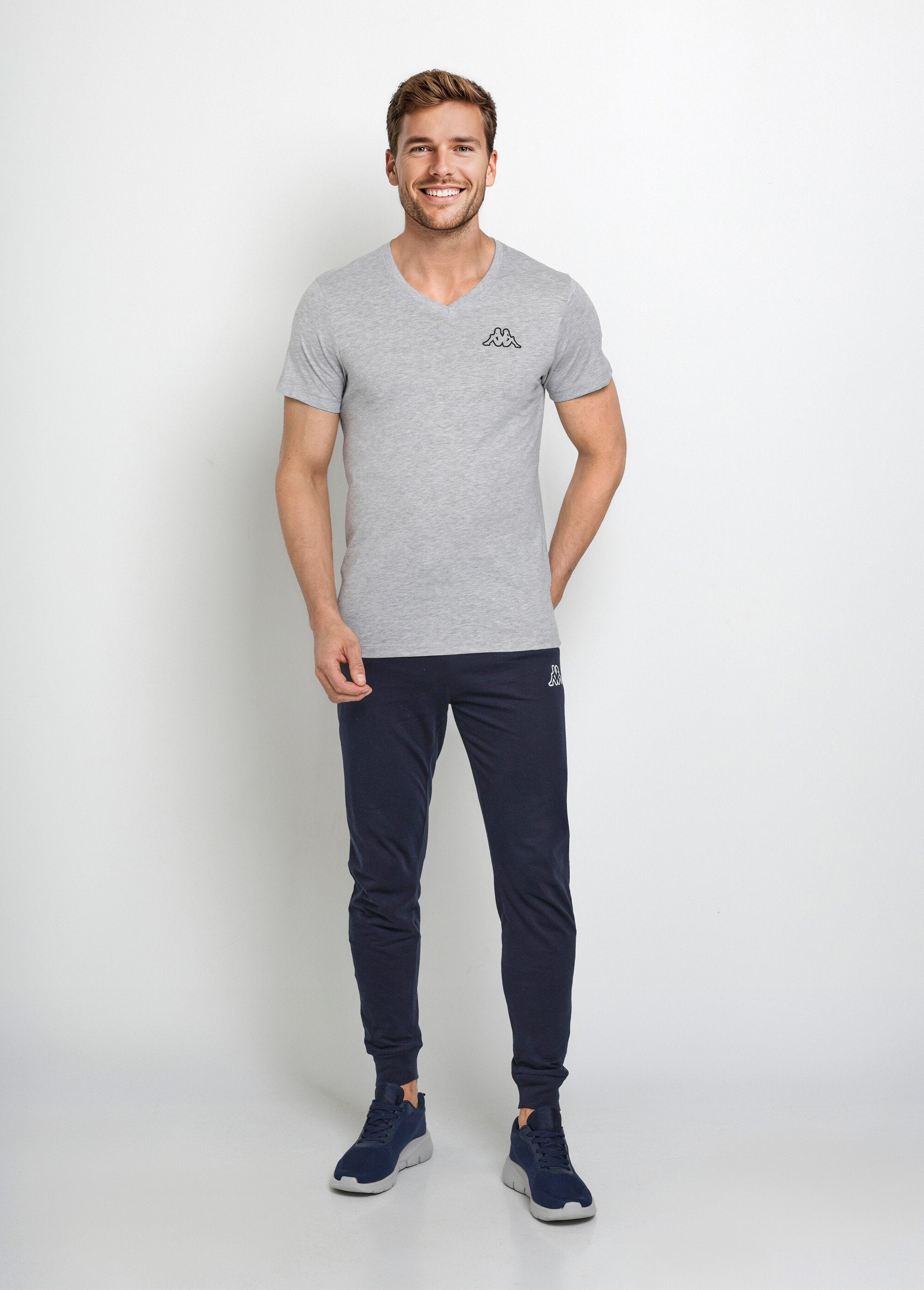 Donker_V-hals_T-shirt_met_korte_mouwen_Gris_SF1_slim