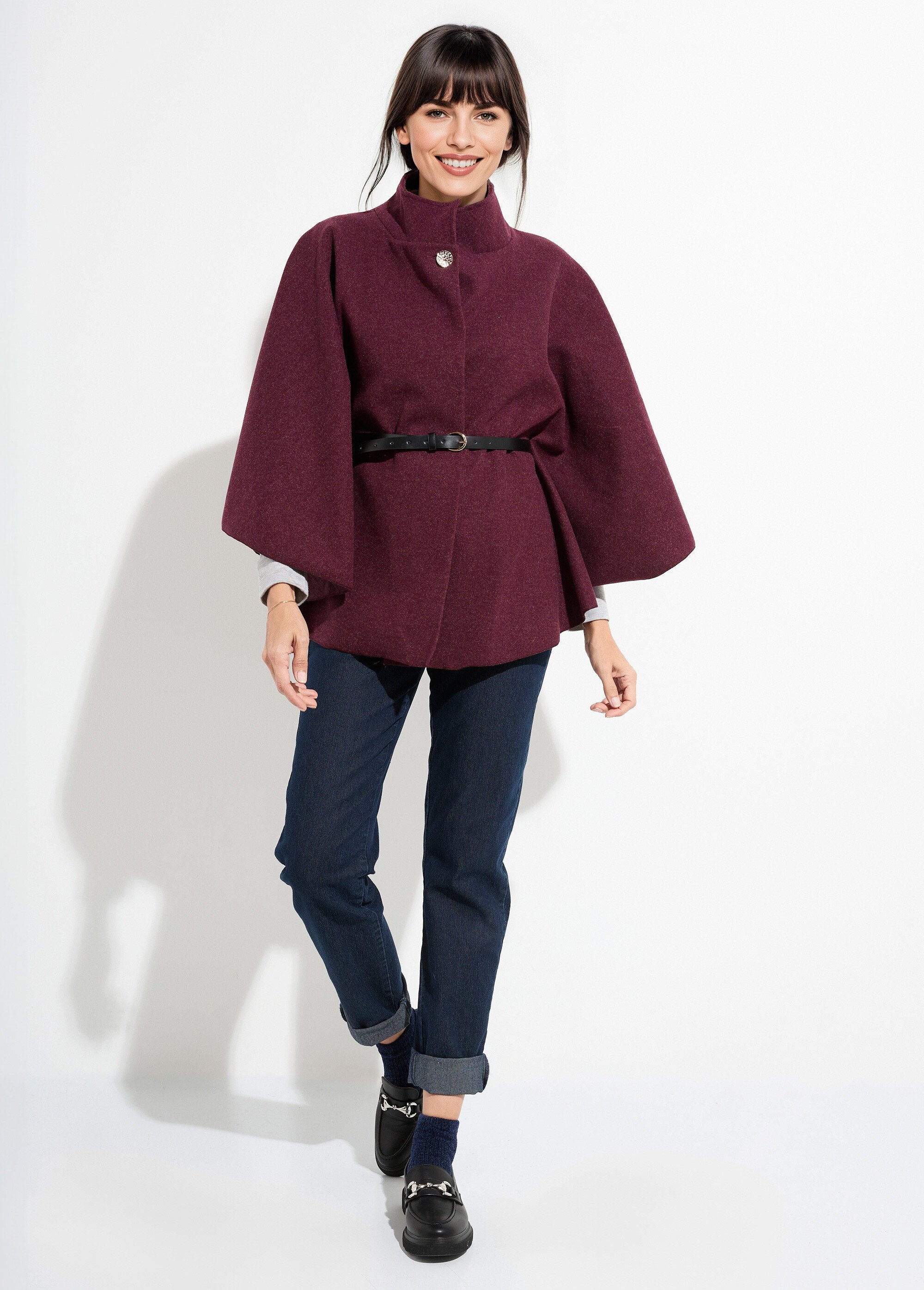 Capejas_met_riem,_hoge_kraag_Bordeaux_SF1_slim
