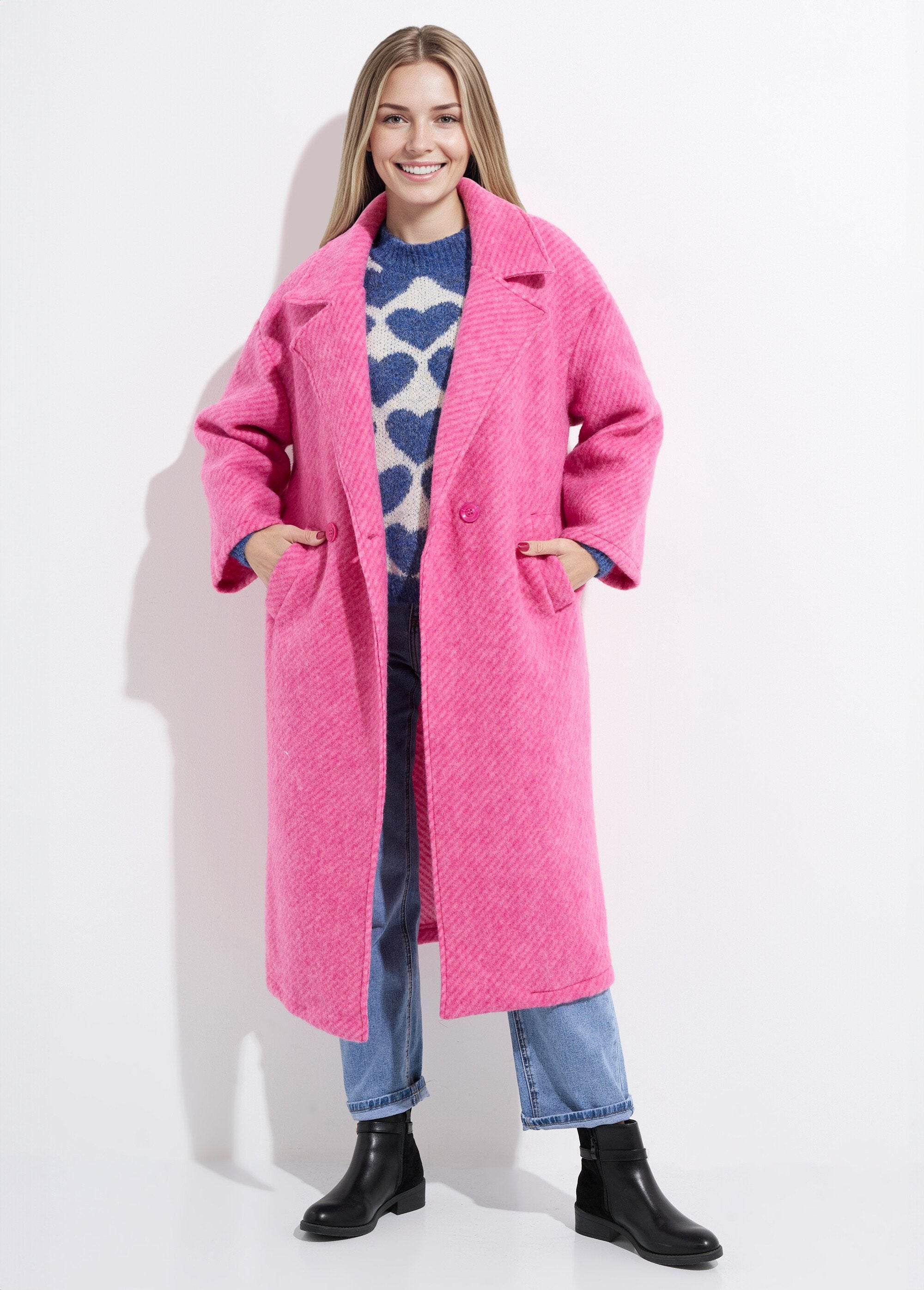 Manteau_long_en_lainage_chaud_motif_strié_Fuchsia_FA1_slim