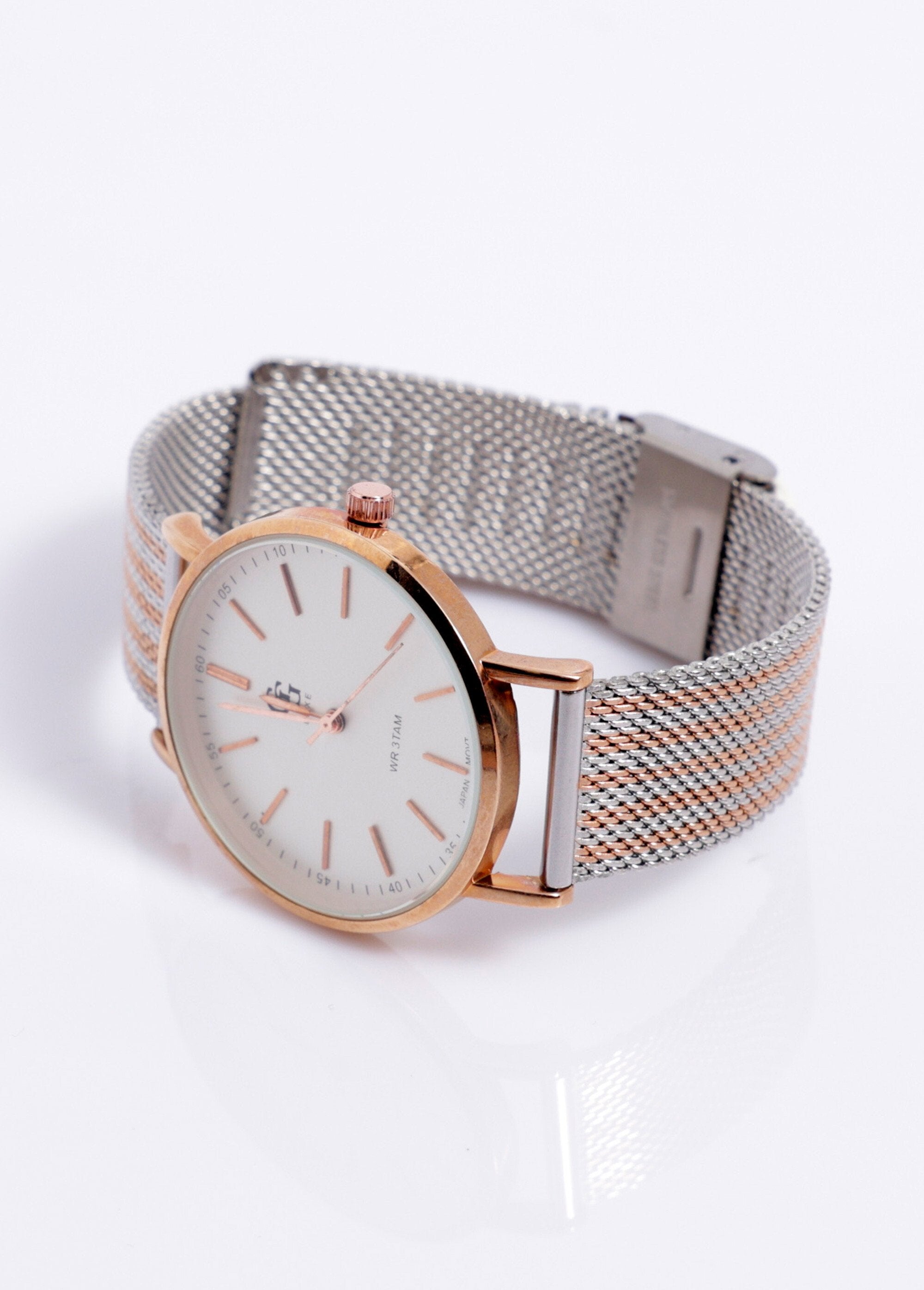 Horloge_met_tweekleurige_Milanese_mesh_armband_Rose_argent_blanc_DE1_slim